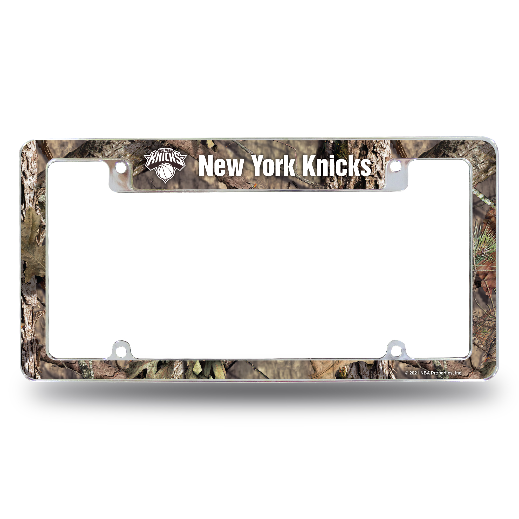New York Knicks Mossy Oak 12" x 6" Chrome All Over Automotive License Plate Frame for Car/Truck/SUV    