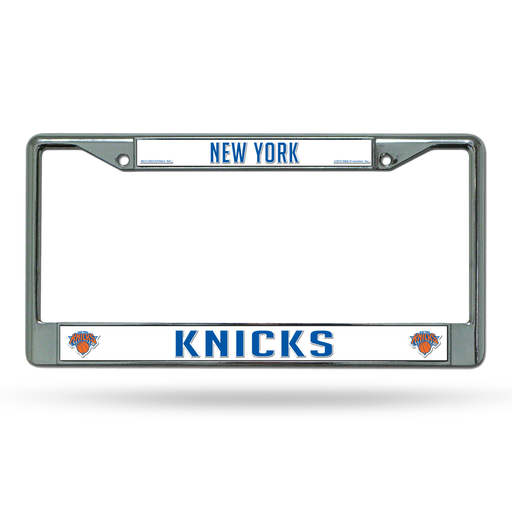 New York Knicks Premium 12" x 6" Chrome Frame With Plastic Inserts - Car/Truck/SUV Automobile Accessory    
