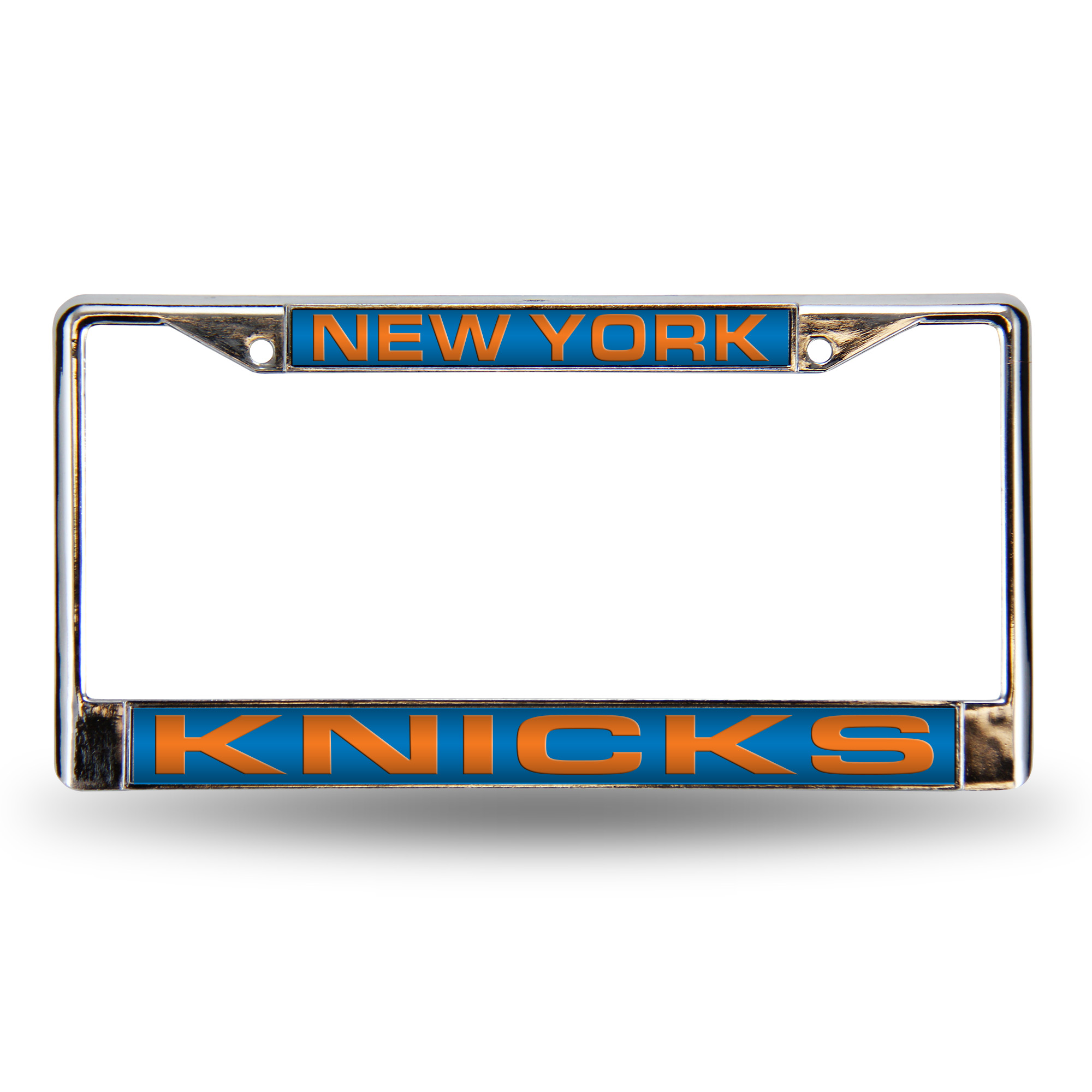 New York Knicks Blue 12" x 6" Laser Cut Chrome Frame - Car/Truck/SUV Automobile Accessory    