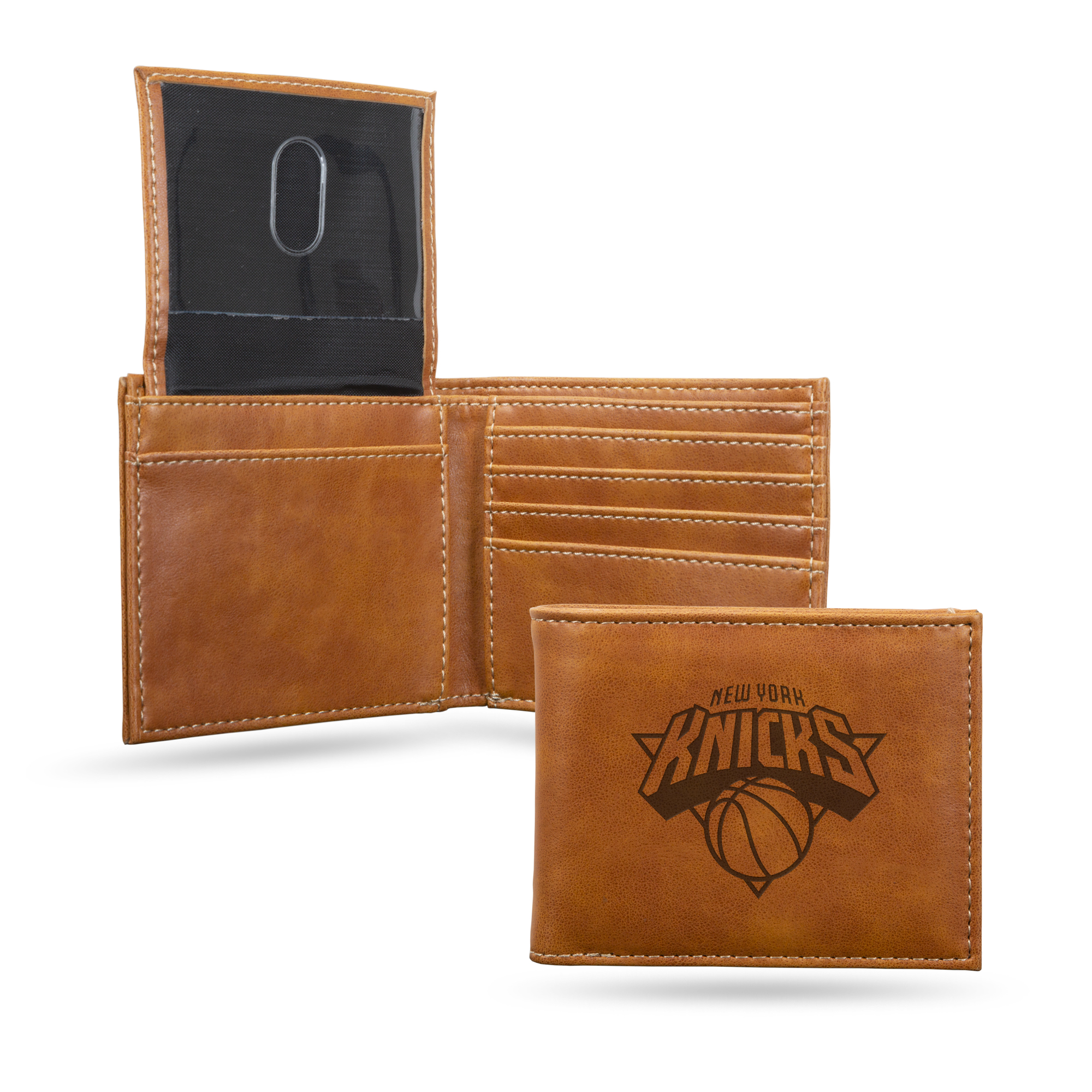 New York Knicks Brown Laser Engraved Bill-fold Wallet - Slim Design - Great Gift