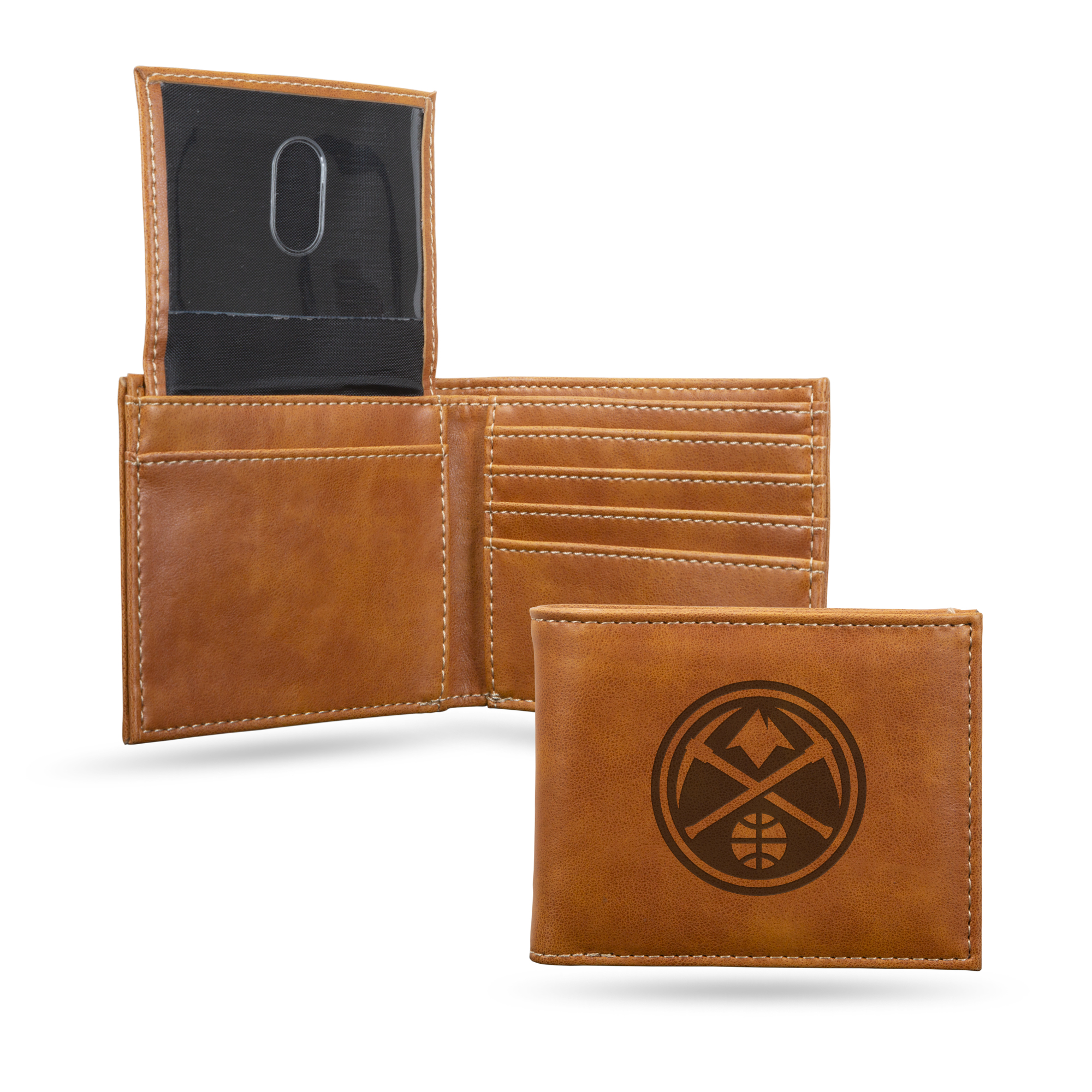 Denver Nuggets Brown Laser Engraved Bill-fold Wallet - Slim Design - Great Gift    