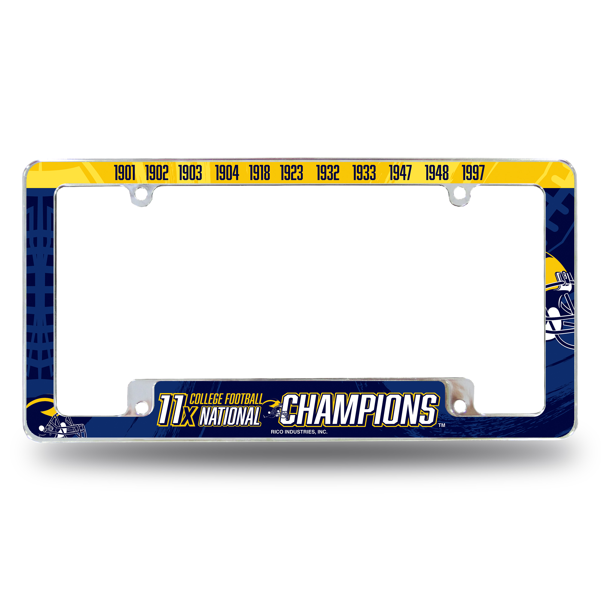 Michigan Wolverines Multi Champ 12" x 6" Chrome All Over Automotive License Plate Frame for Car/Truck/SUV    