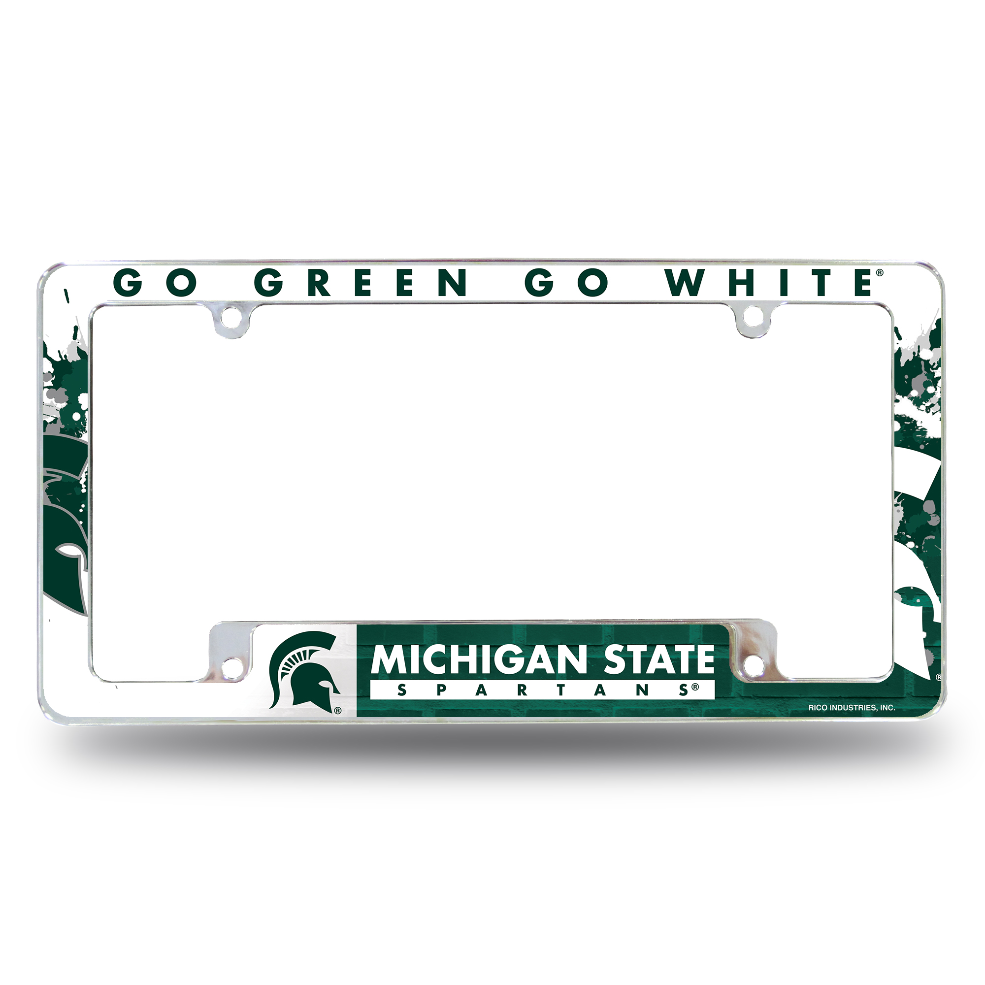 Michigan State Spartans Primary 12" x 6" Chrome All Over Automotive License Plate Frame for Car/Truck/SUV    