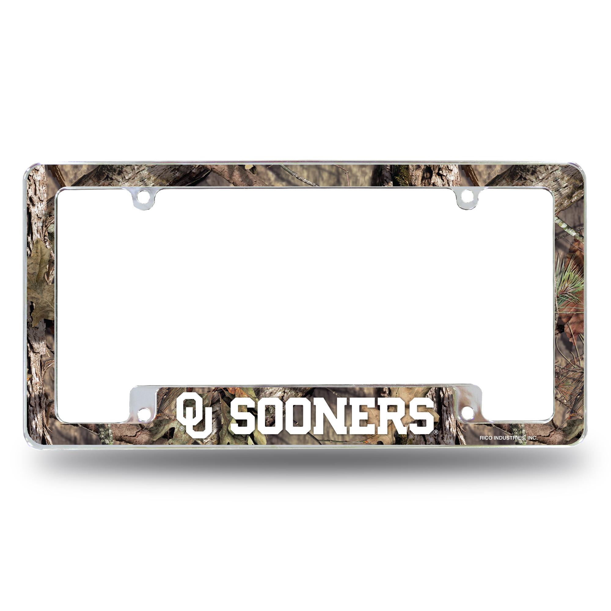Oklahoma Sooners Mossy Oak 12" x 6" Chrome All Over Automotive License Plate Frame for Car/Truck/SUV    