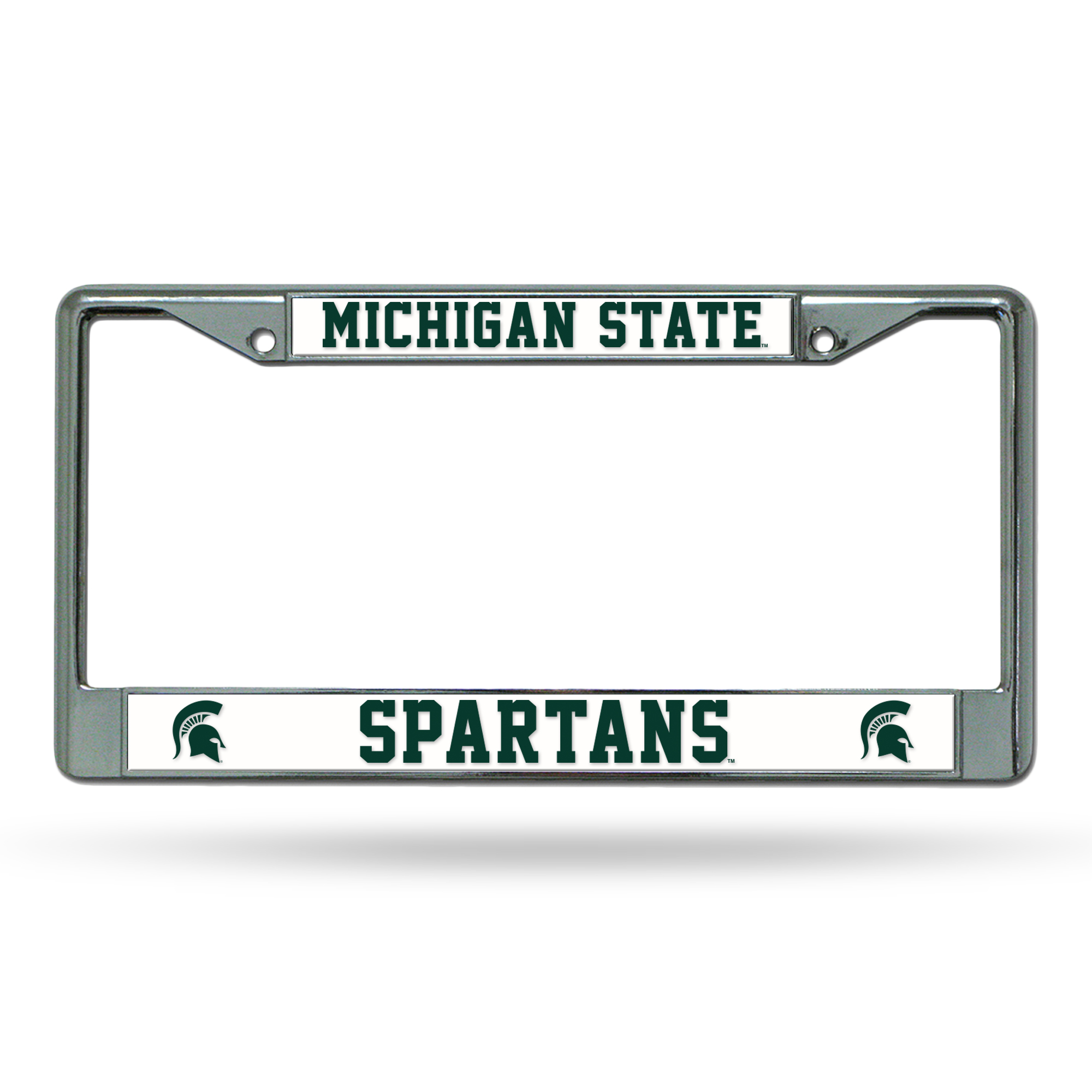 Michigan State Spartans Premium 12" x 6" Chrome Frame With Plastic Inserts - Car/Truck/SUV Automobile Accessory    