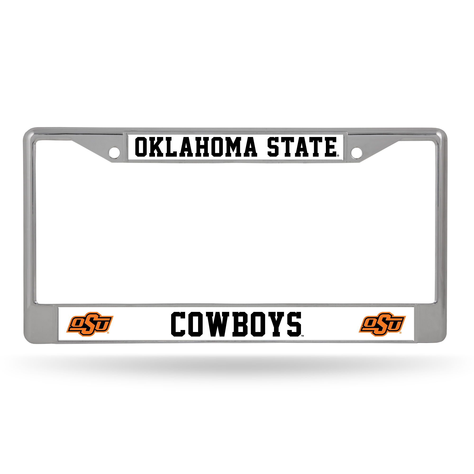 Oklahoma State Cowboys Premium 12" x 6" Chrome Frame With Plastic Inserts - Car/Truck/SUV Automobile Accessory    