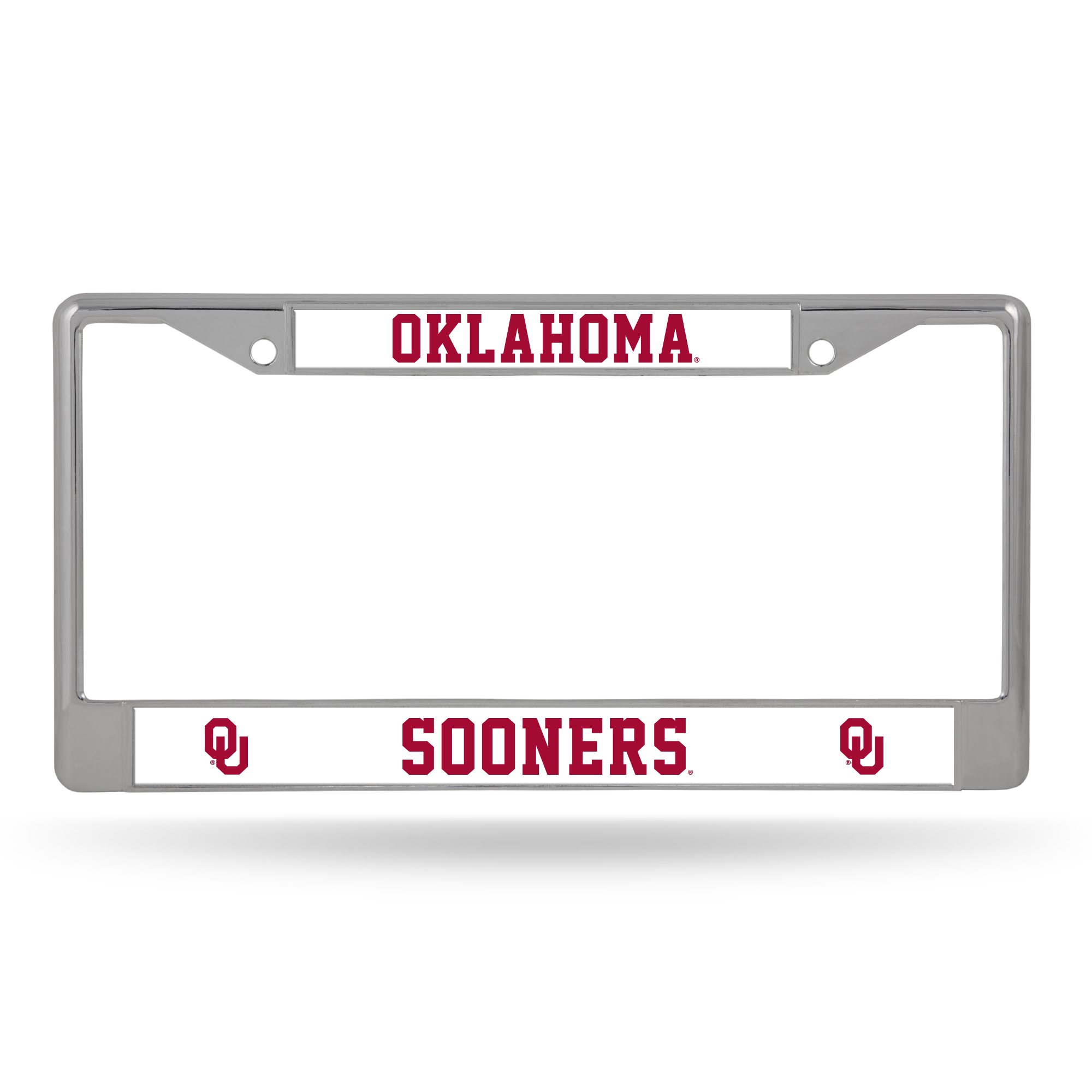 Oklahoma Sooners Premium 12" x 6" Chrome Frame With Plastic Inserts - Car/Truck/SUV Automobile Accessory    