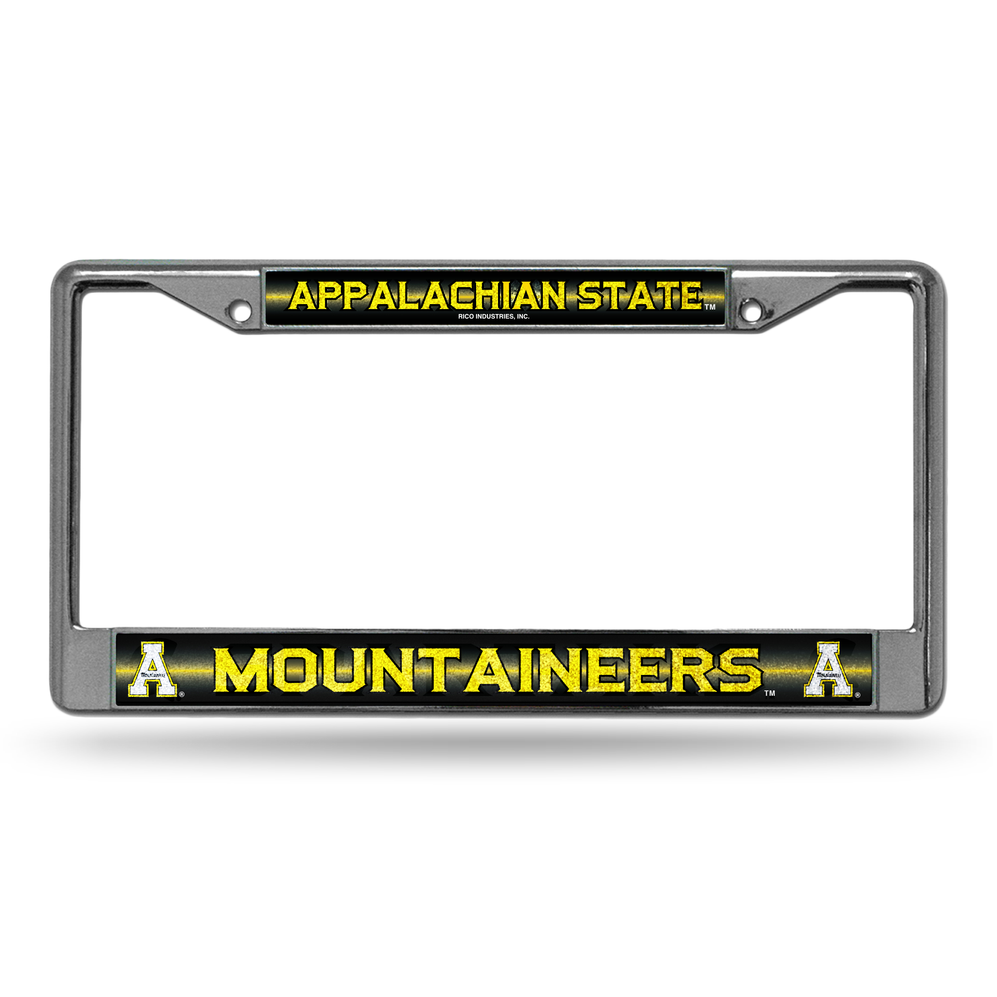 Appalachian State Mountaineers Classic 12" x 6" Silver Bling Chrome Car/Truck/SUV Auto Accessory    