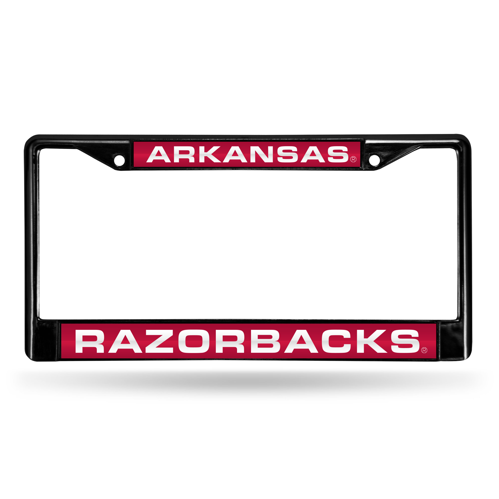 Arkansas Razorbacks Black 12" x 6" Black Laser Cut Chrome Frame - Car/Truck/SUV Automobile Accessory    