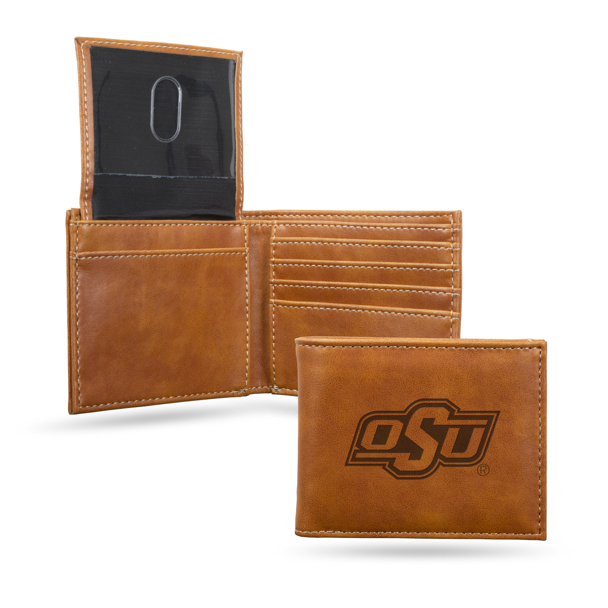 Oklahoma State Cowboys Brown Laser Engraved Bill-fold Wallet - Slim Design - Great Gift    