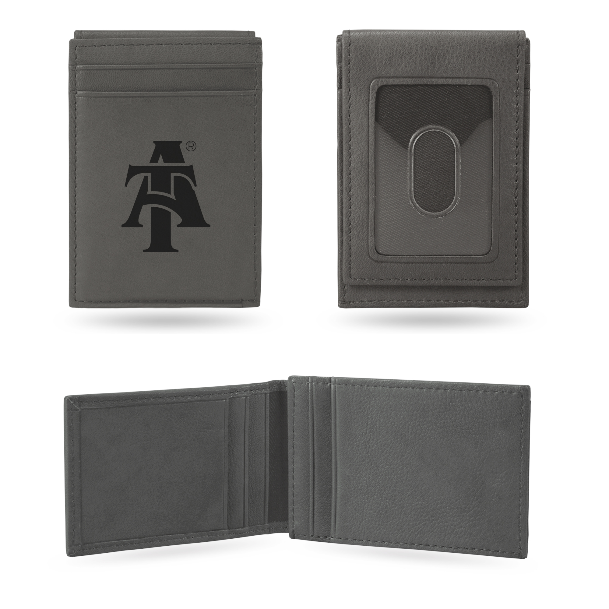 North Carolina A&T Aggies Gray Laser Engraved Front Pocket Wallet - Compact/Comfortable/Slim    