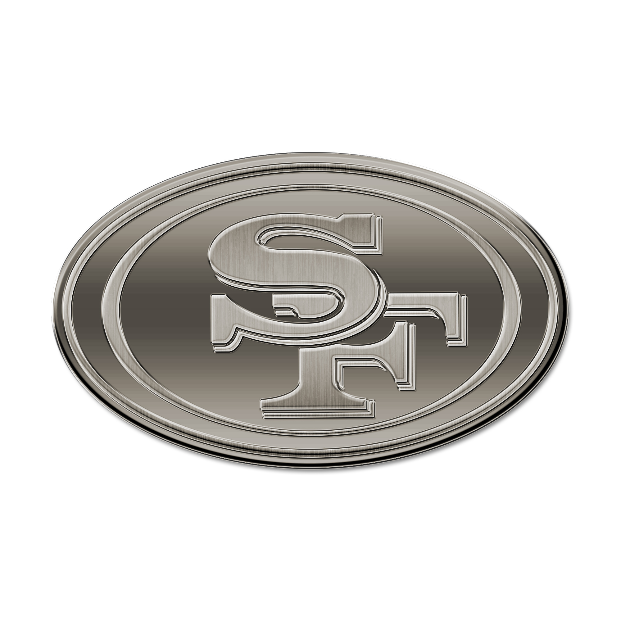 San Francisco 49ers Standard Oval Antique Nickel Auto Emblem for Car/Truck/SUV