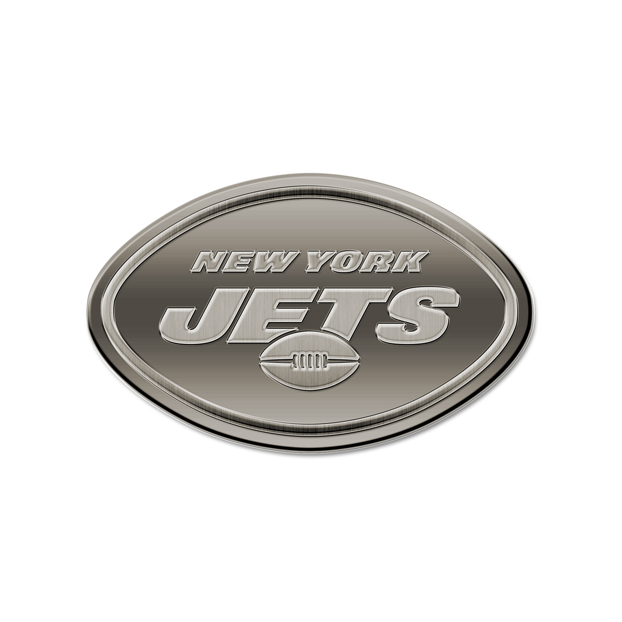 New York Jets Oval Antique Nickel Auto Emblem for Car/Truck/SUV
