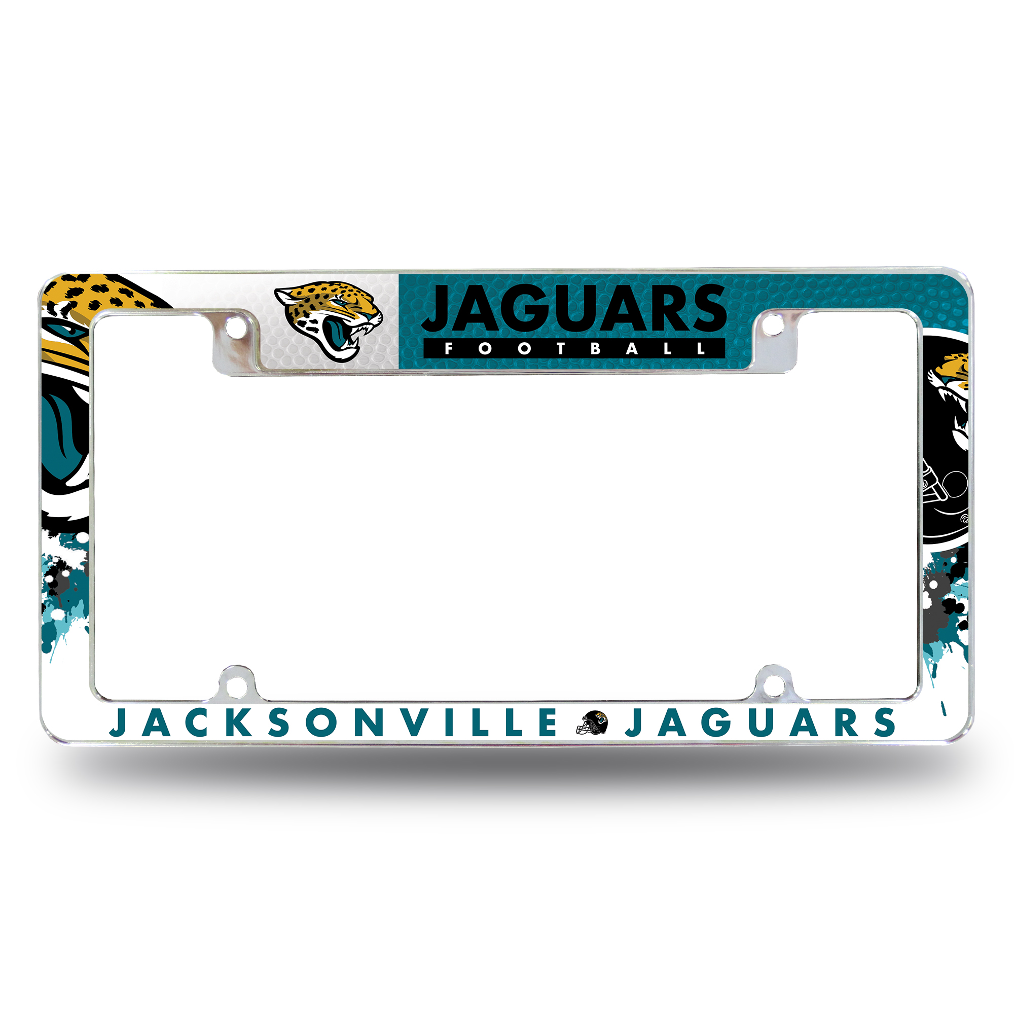 Jacksonville Jaguars Primary 12" x 6" Chrome All Over Automotive License Plate Frame for Car/Truck/SUV    