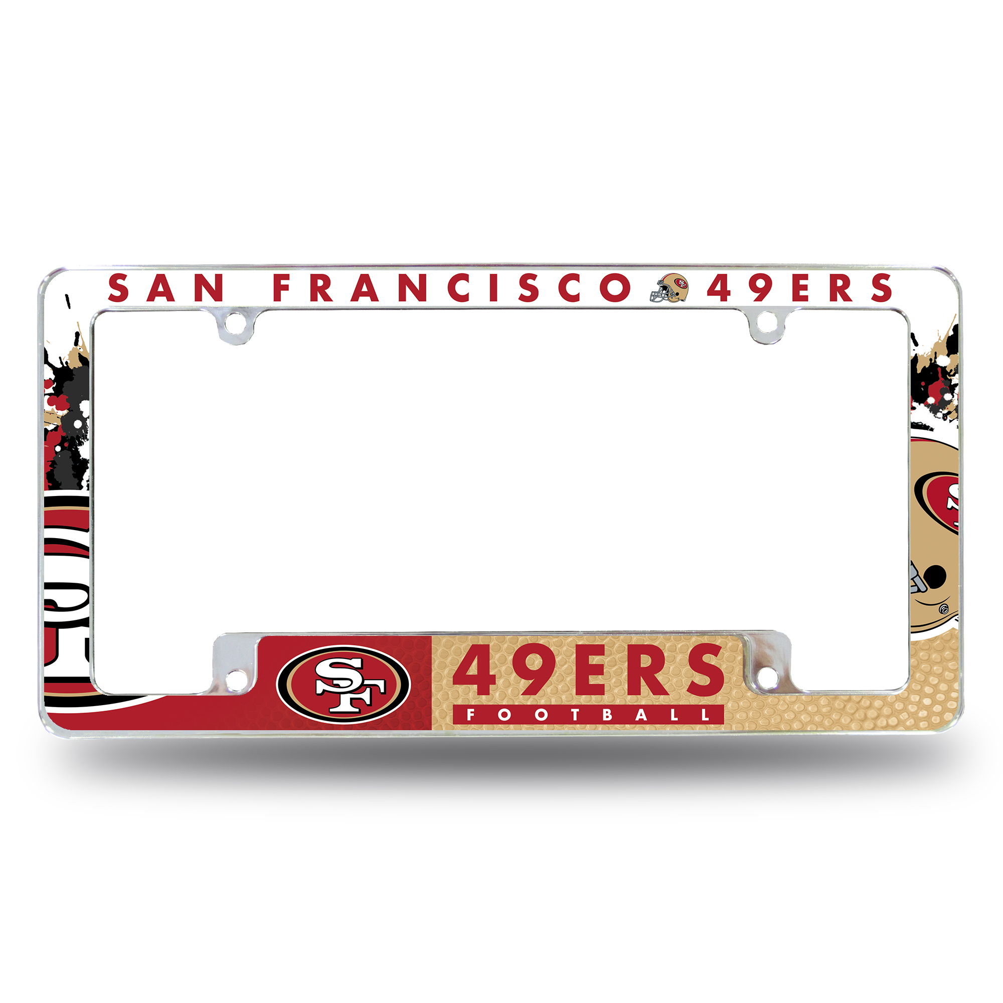 San Francisco 49ers Primary 12" x 6" Chrome All Over Automotive License Plate Frame for Car/Truck/SUV    
