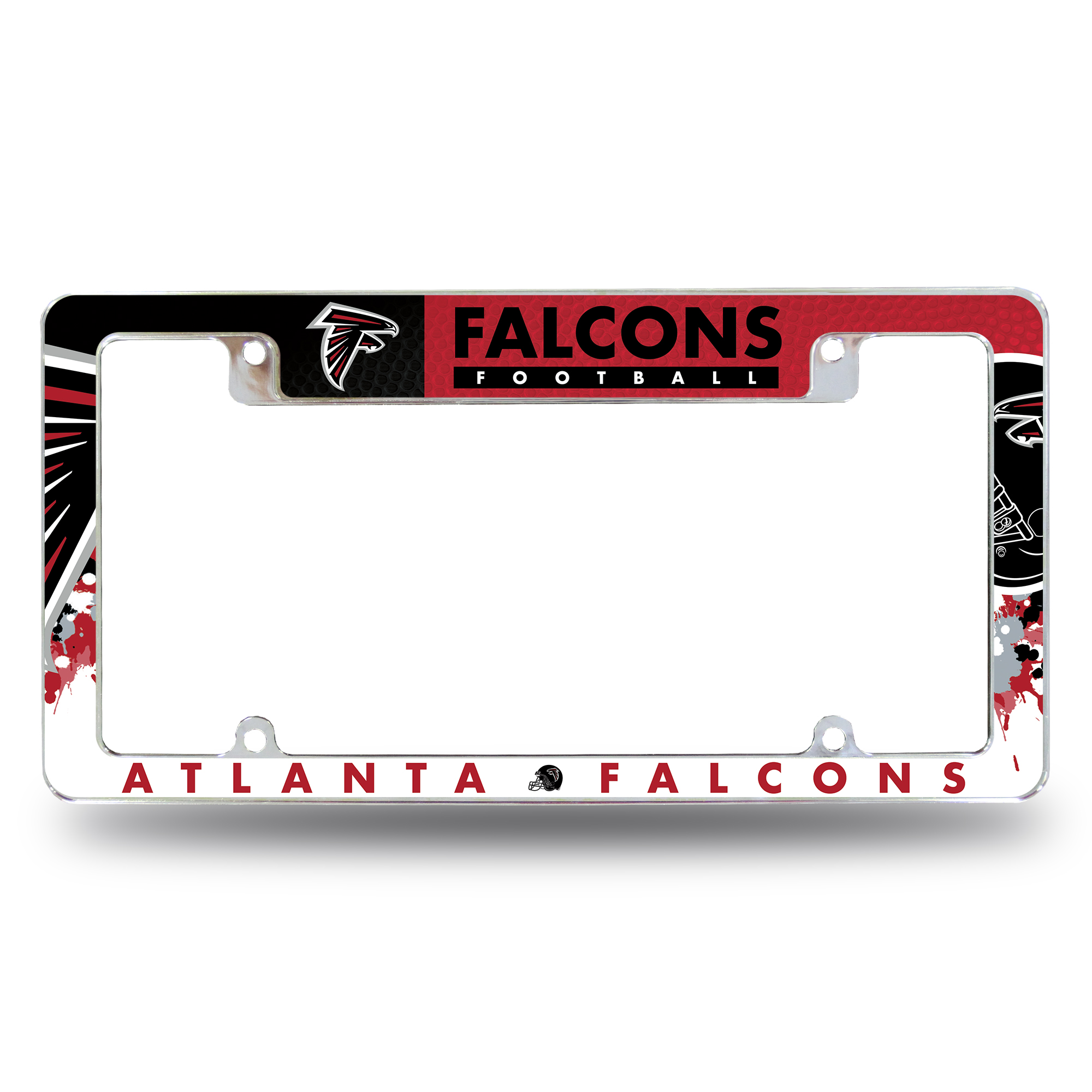 Atlanta Falcons Primary 12" x 6" Chrome All Over Automotive License Plate Frame for Car/Truck/SUV    