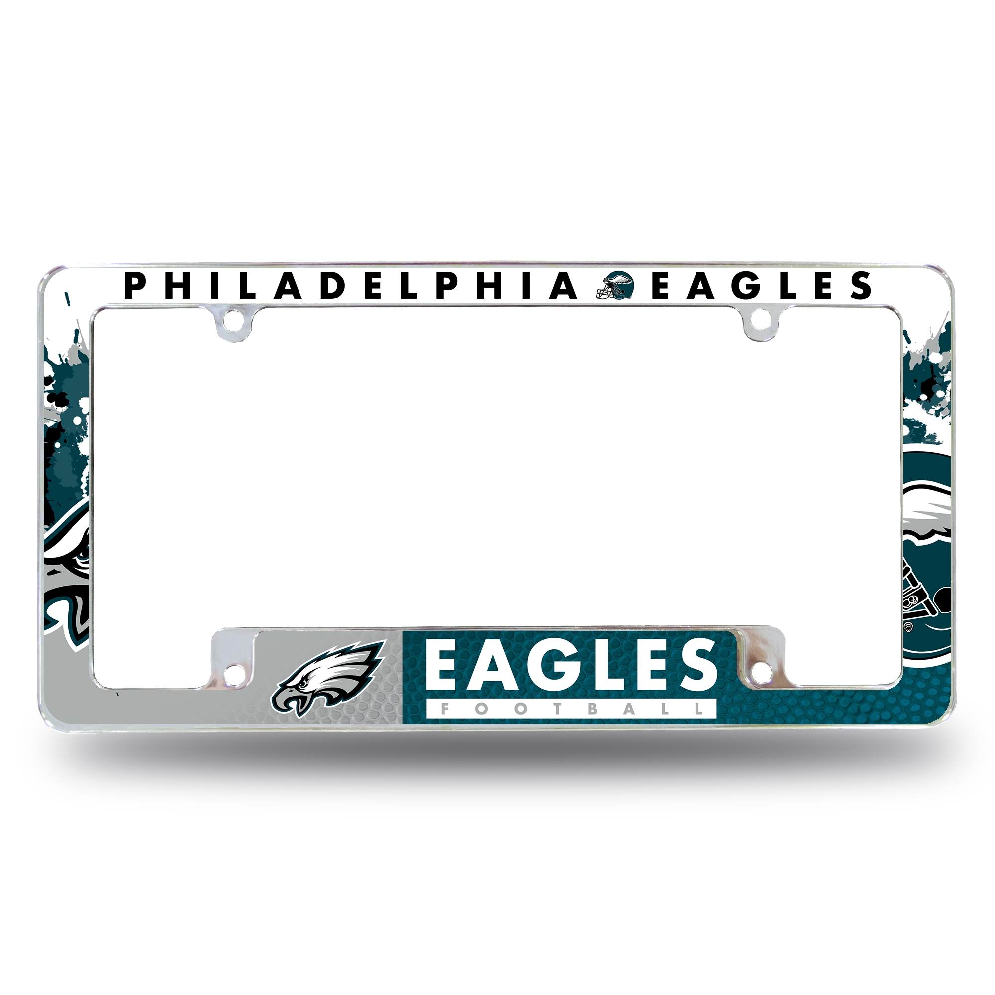 Philadelphia Eagles Primary 12" x 6" Chrome All Over Automotive License Plate Frame for Car/Truck/SUV    