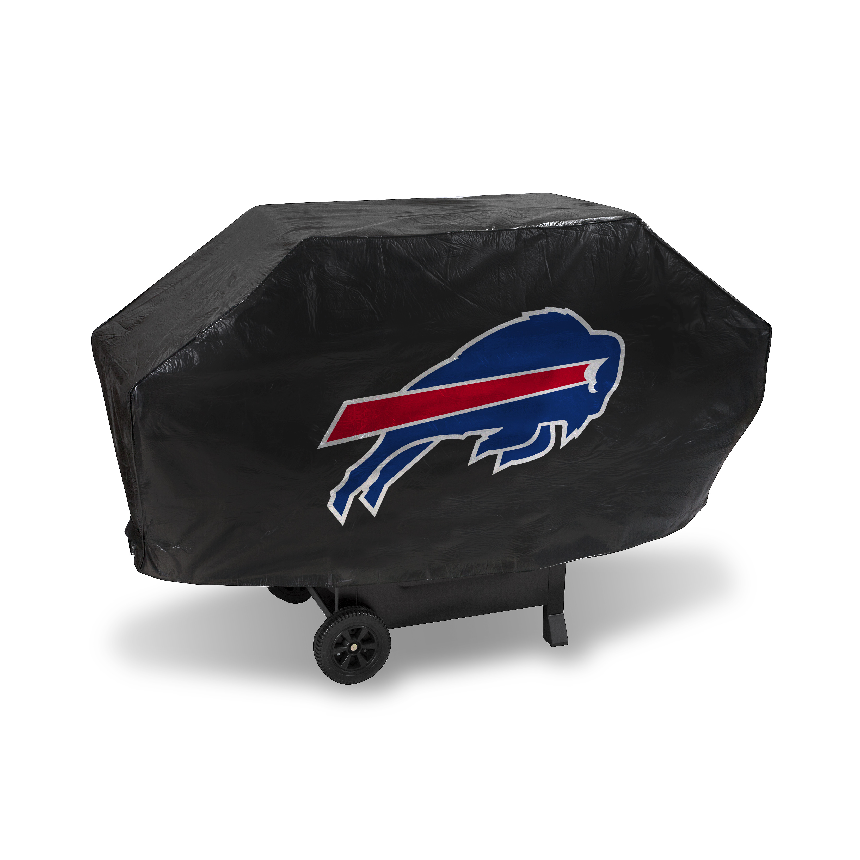 Buffalo Bills Black Deluxe Vinyl Grill Cover - 68" Wide/Heavy Duty/Velcro Staps    