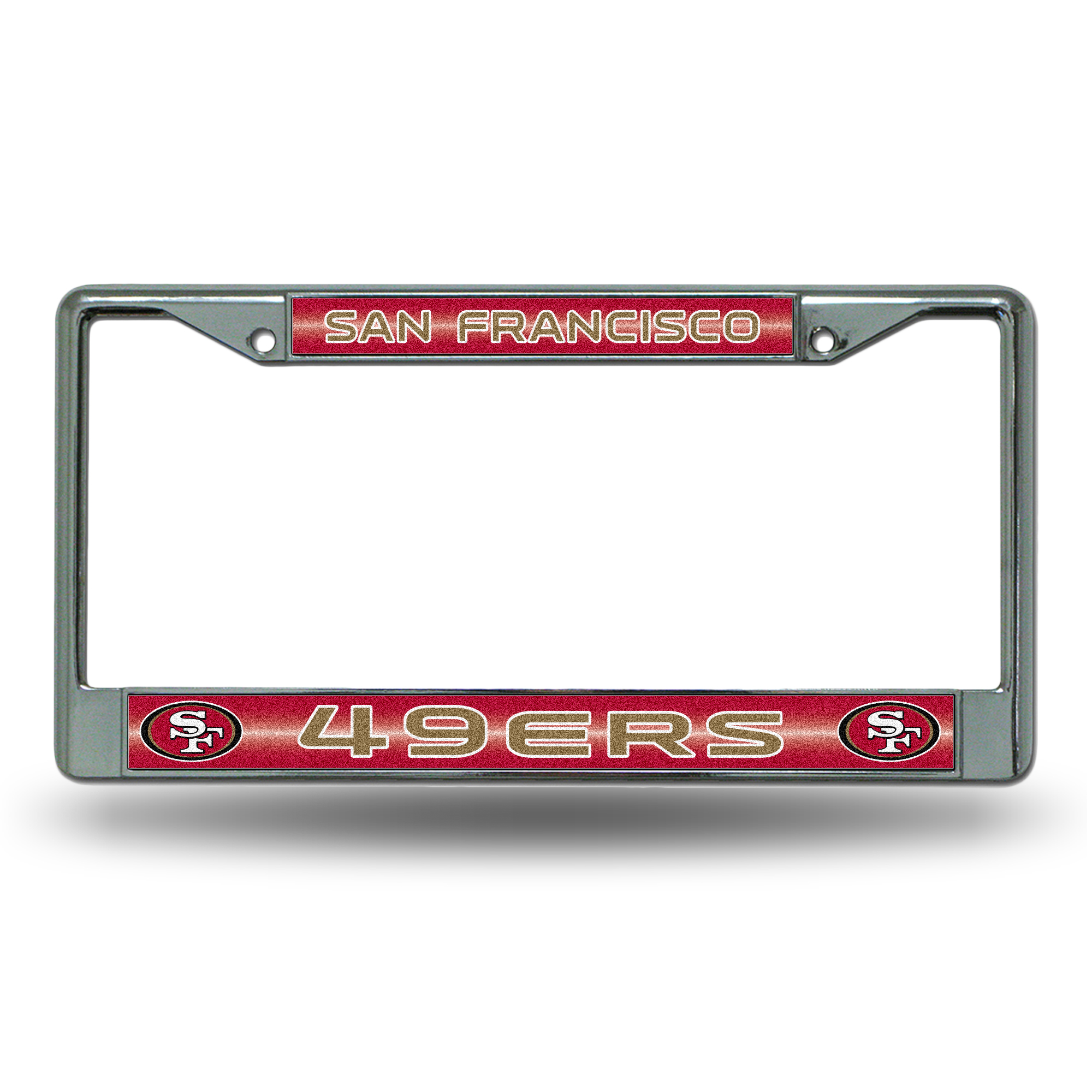 San Francisco 49ers Classic 12" x 6" Silver Bling Chrome Car/Truck/SUV Auto Accessory    