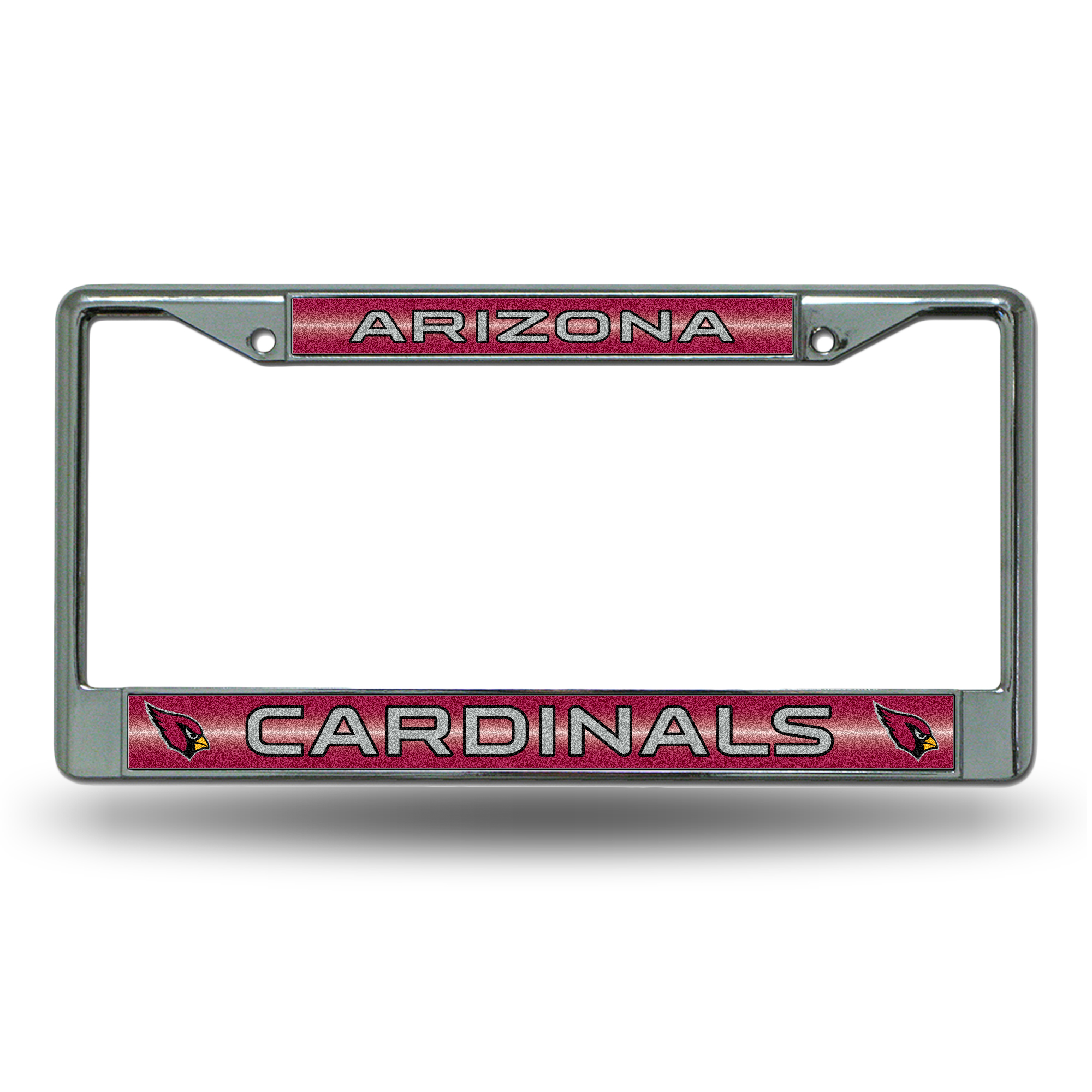 Arizona Cardinals Classic 12" x 6" Silver Bling Chrome Car/Truck/SUV Auto Accessory    
