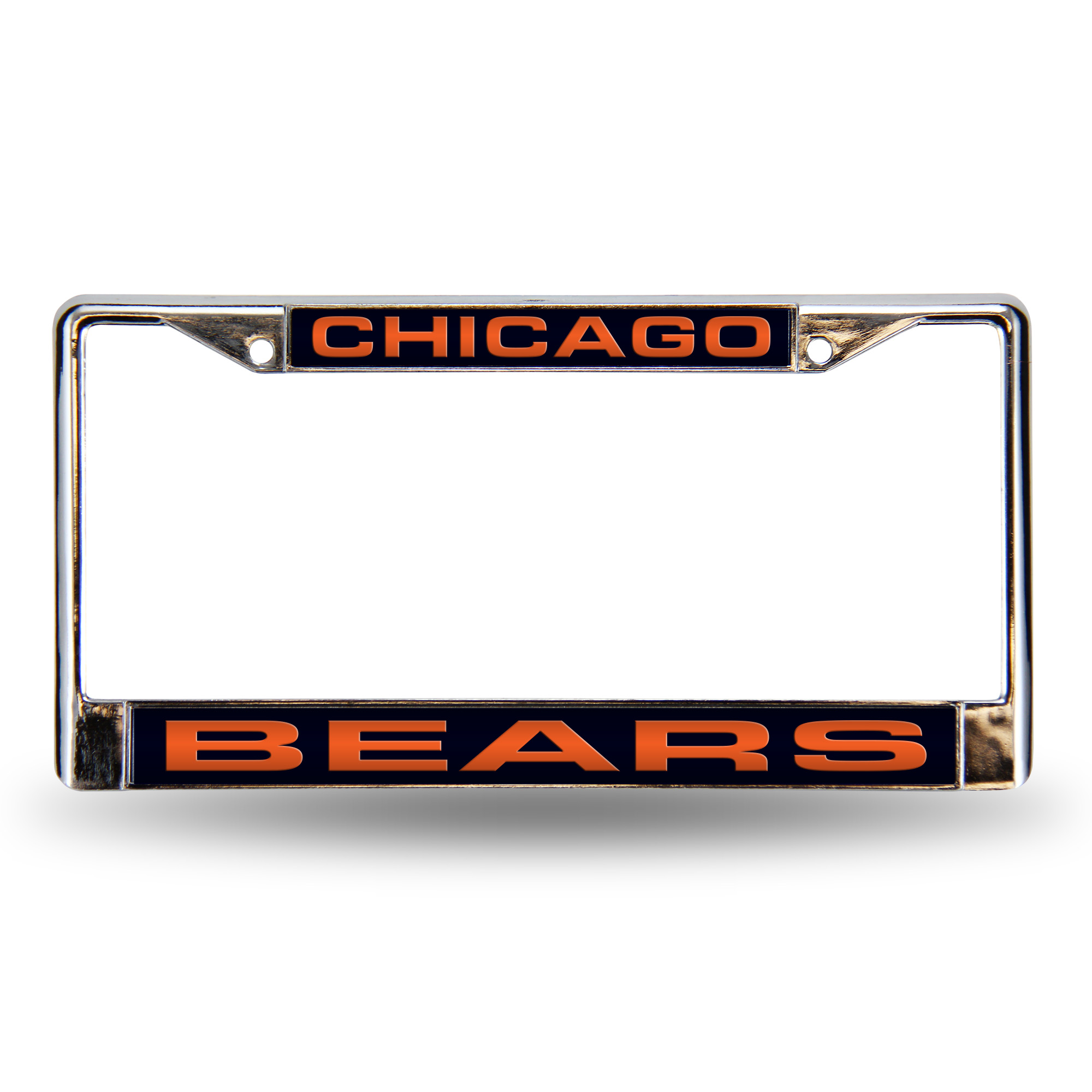 Chicago Bears Blue 12" x 6" Laser Cut Chrome Frame - Car/Truck/SUV Automobile Accessory    
