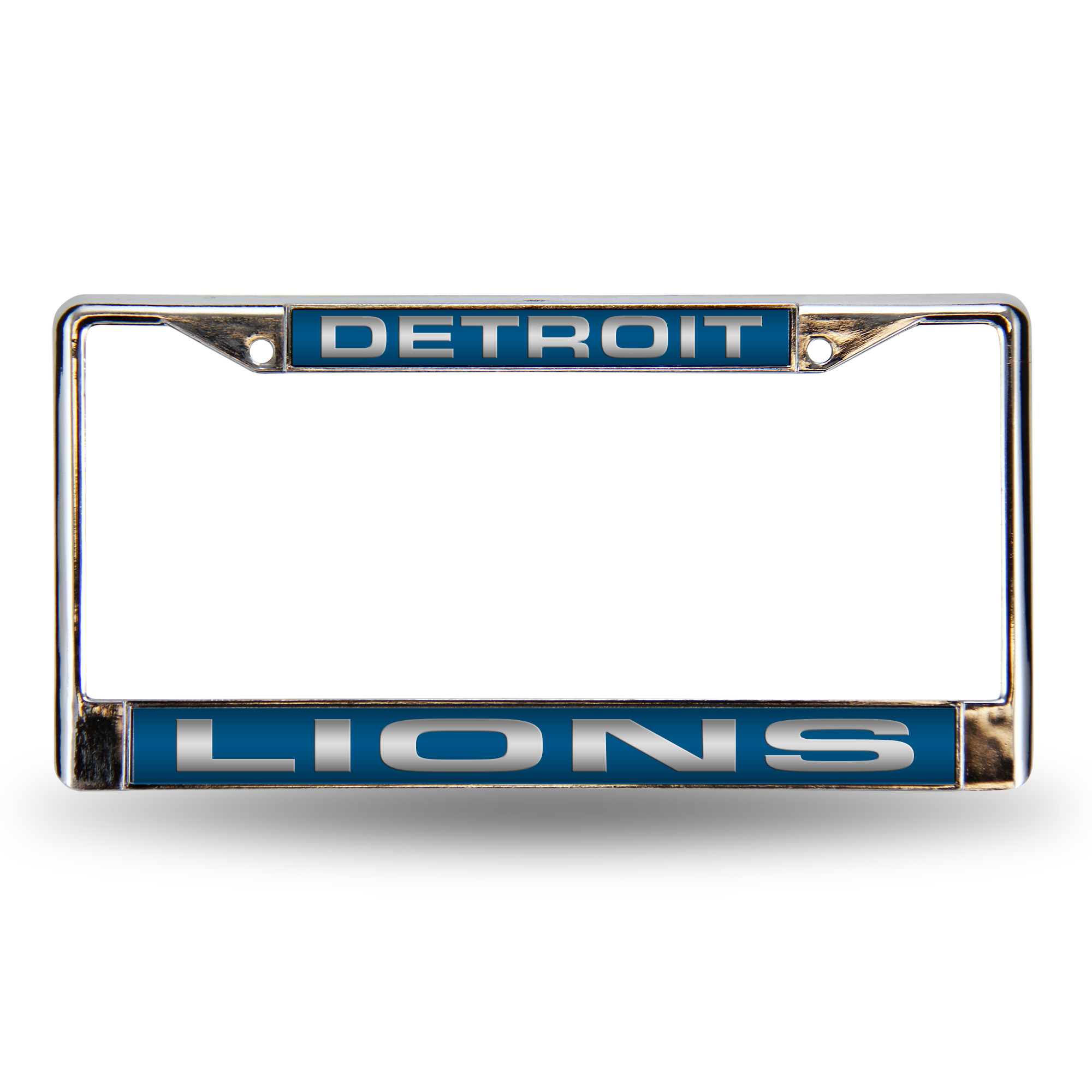 Detroit Lions Blue 12" x 6" Laser Cut Chrome Frame - Car/Truck/SUV Automobile Accessory    