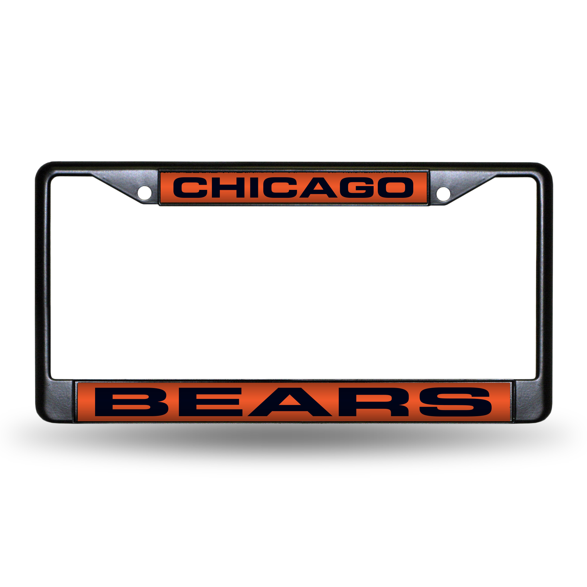Chicago Bears Black 12" x 6" Black Laser Cut Chrome Frame - Car/Truck/SUV Automobile Accessory    