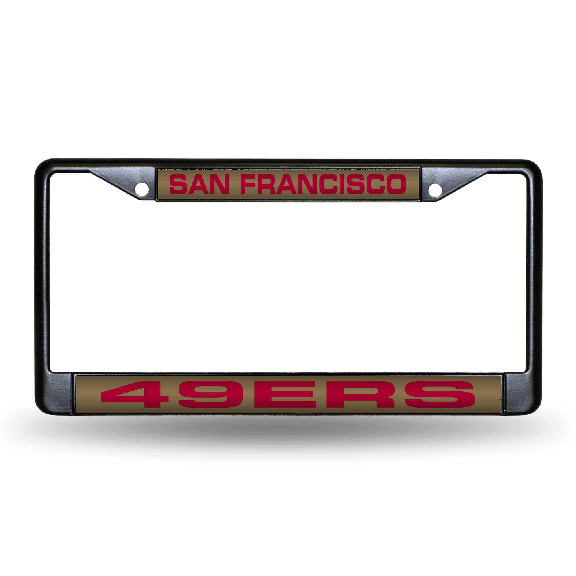San Francisco 49ers Black 12" x 6" Black Laser Cut Chrome Frame - Car/Truck/SUV Automobile Accessory    
