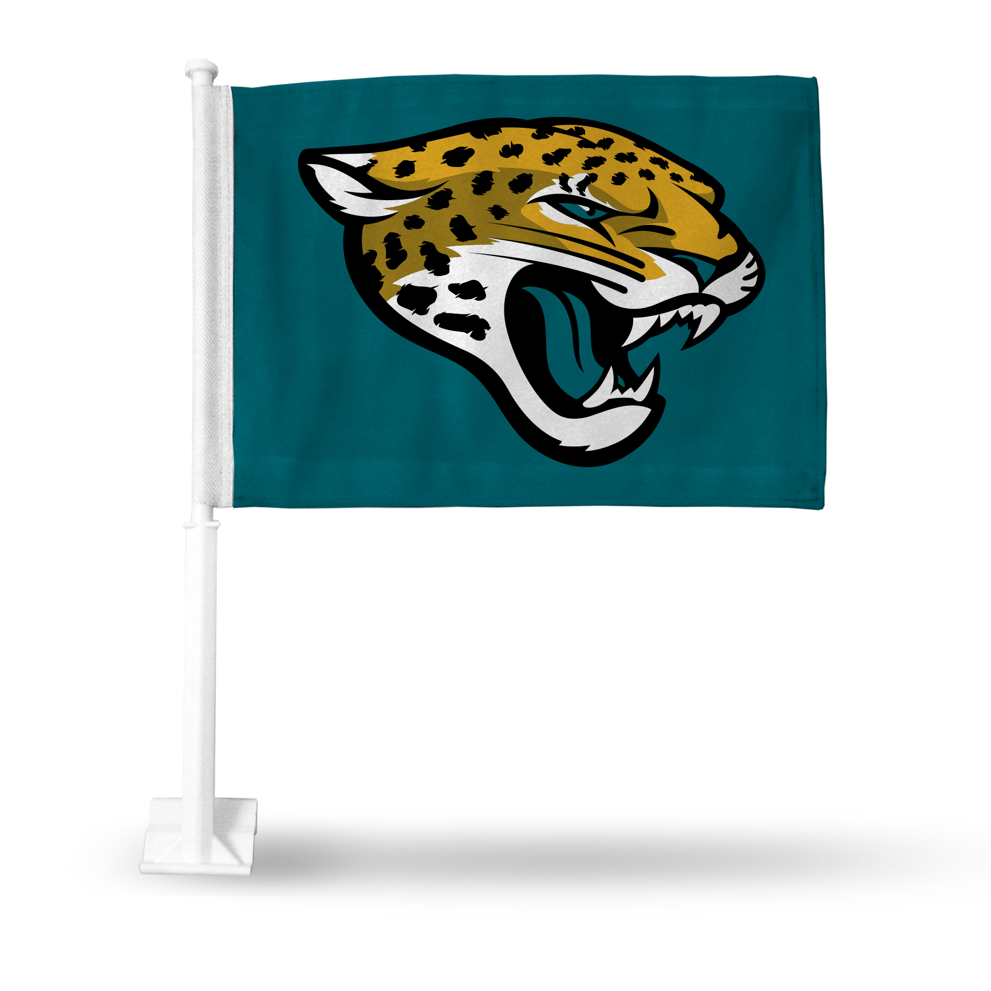 Jacksonville Jaguars Standard Double Sided Car Flag -  16" x 19" - Strong Pole that Hooks Onto Car/Truck/Automobile    