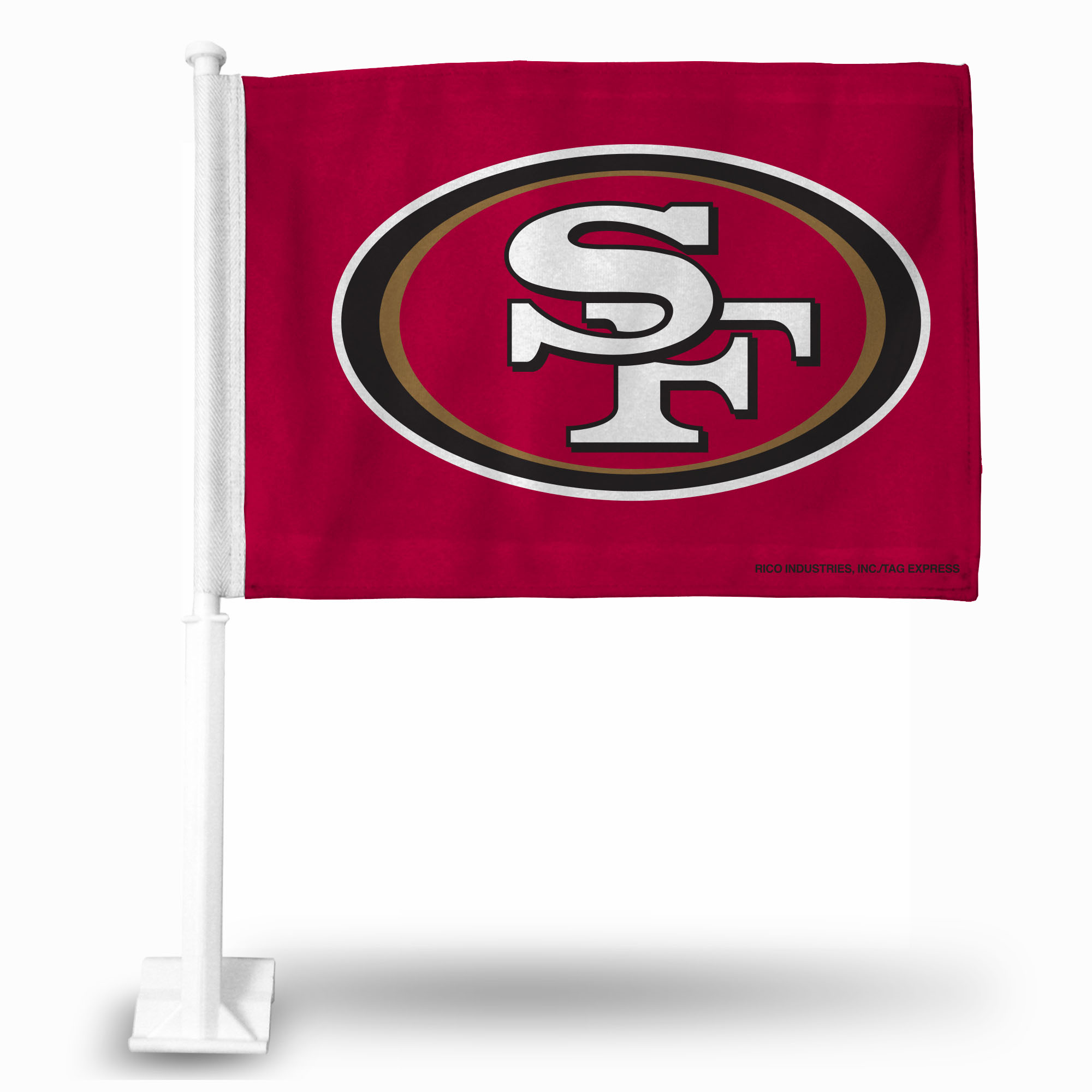 San Francisco 49ers Standard Double Sided Car Flag -  16" x 19" - Strong Pole that Hooks Onto Car/Truck/Automobile    
