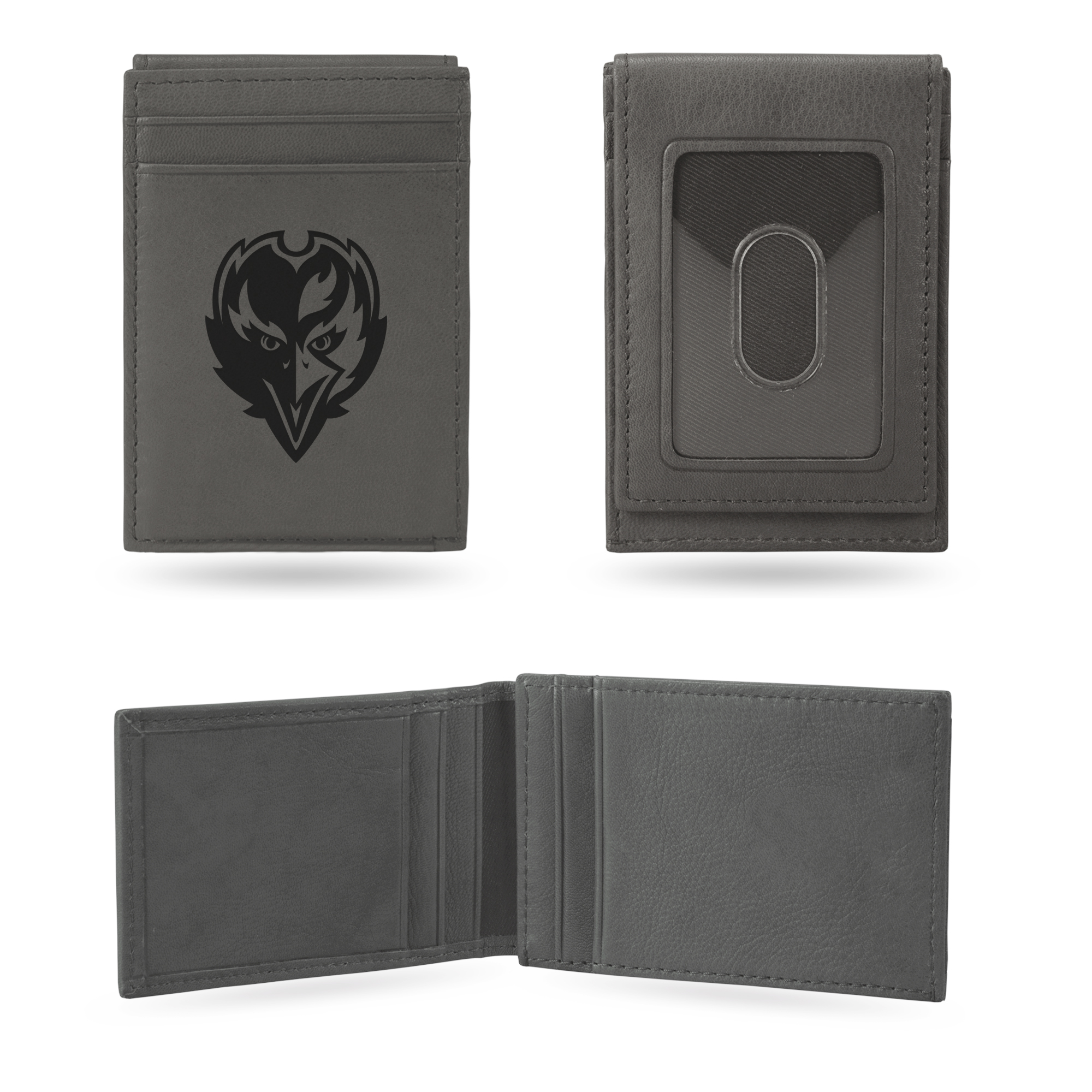 Baltimore Ravens Gray Laser Engraved Front Pocket Wallet - Compact/Comfortable/Slim