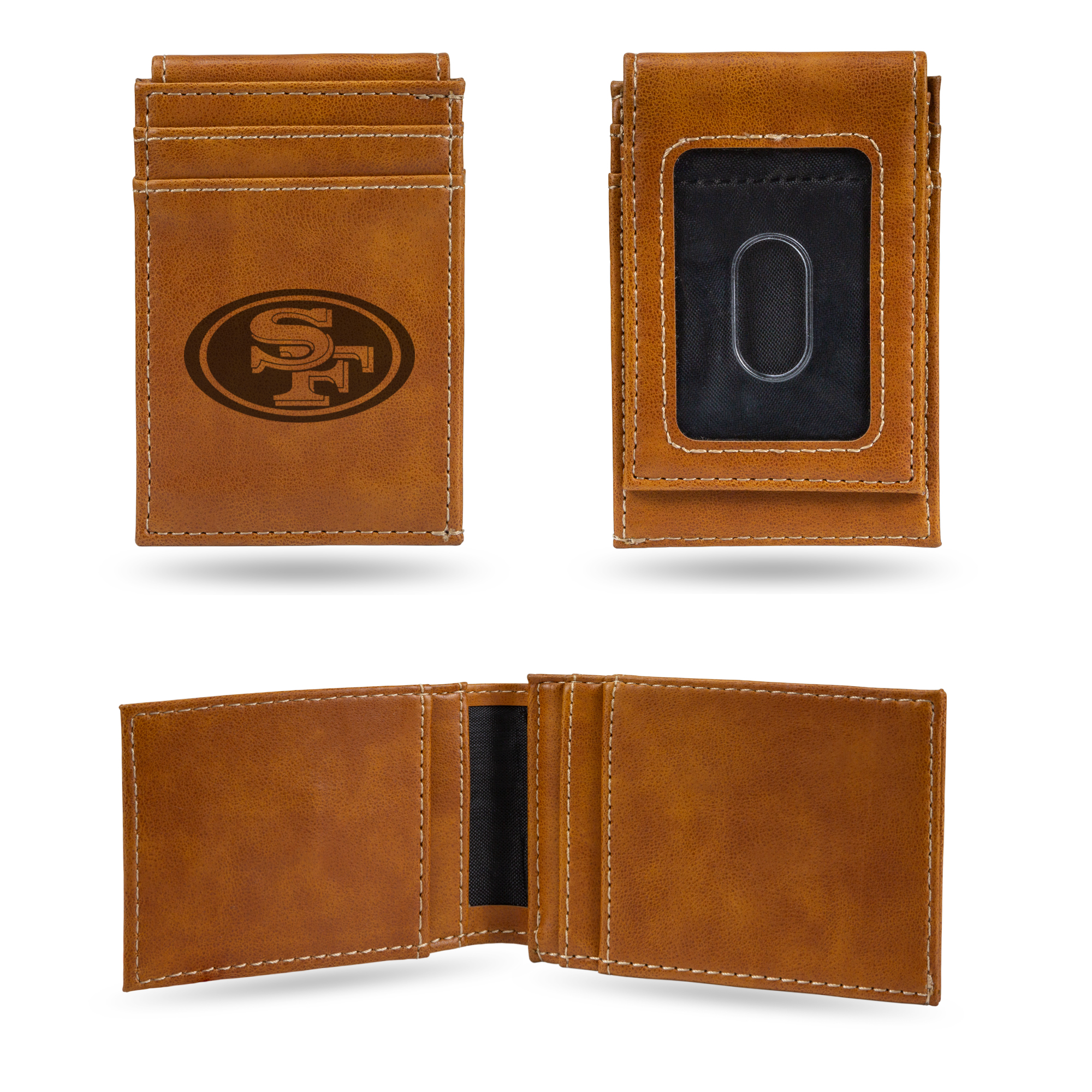 San Francisco 49ers Brown Laser Engraved Front Pocket Wallet - Compact/Comfortable/Slim