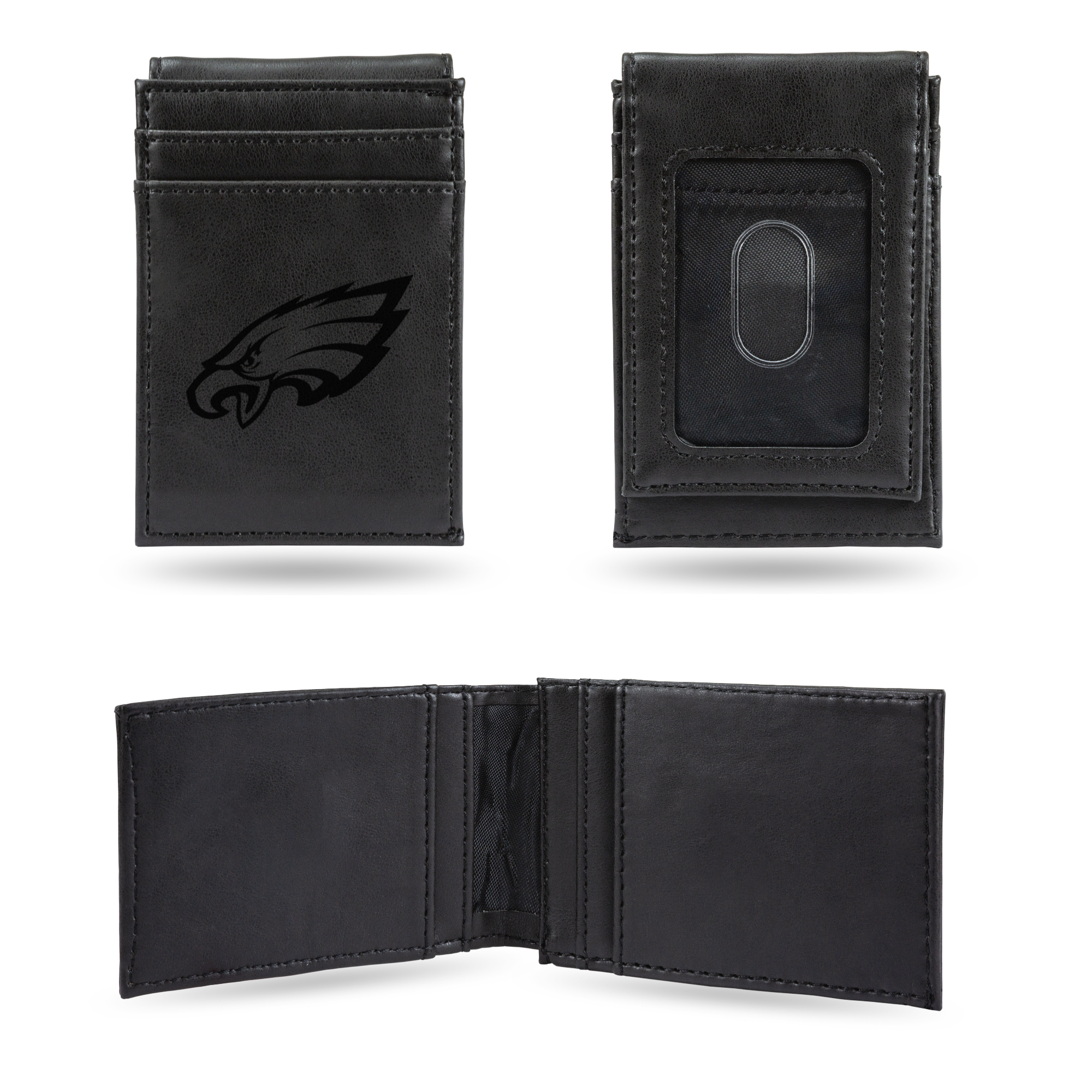Philadelphia Eagles Black Laser Engraved Front Pocket Wallet - Compact/Comfortable/Slim