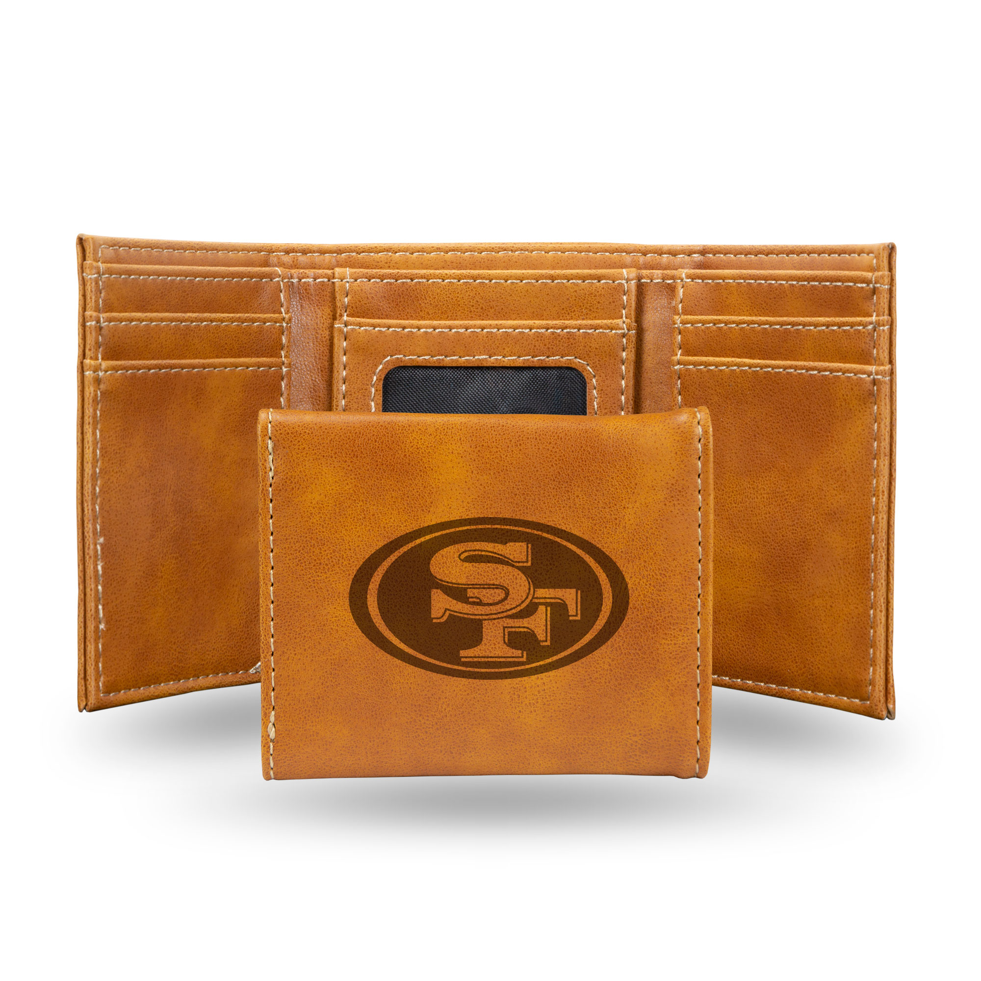 San Francisco 49ers Brown Laser Engraved Tri-Fold Wallet - Men's Accessory