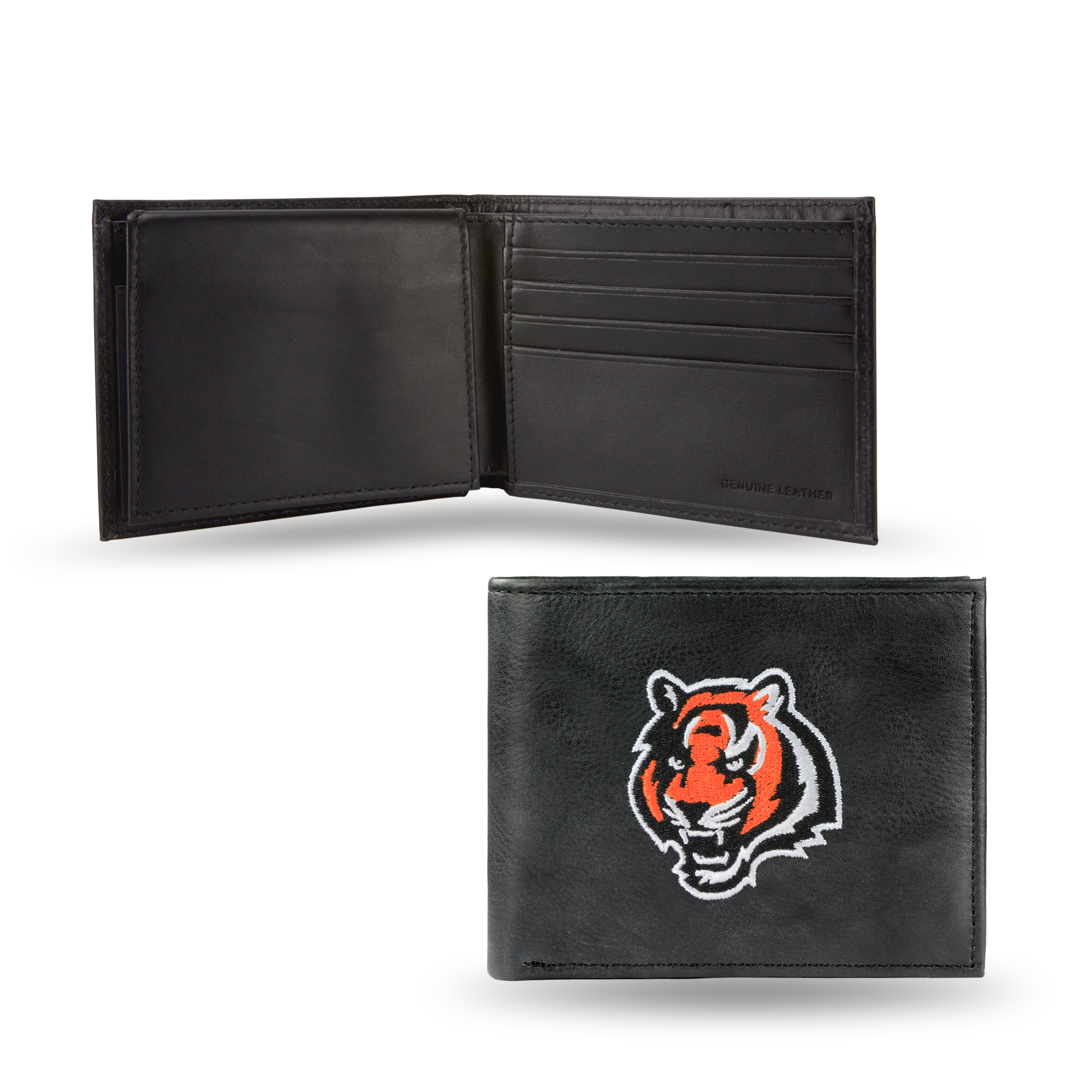 Cincinnati Bengals  Embroidered Genuine Leather Billfold Wallet 3.25" x 4.25" - Slim