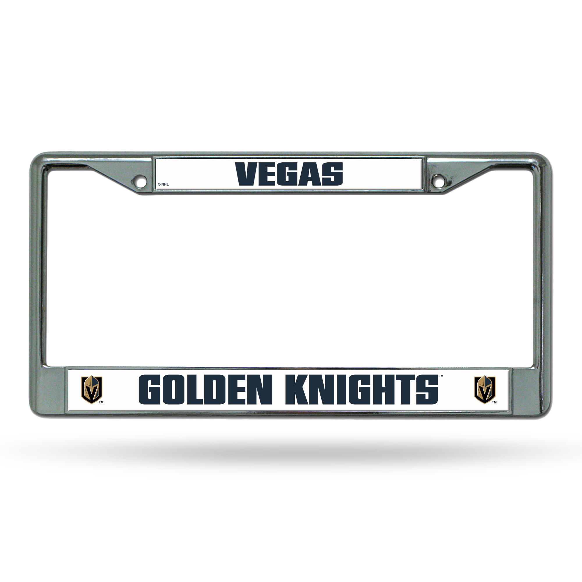 Vegas Golden Knights Premium 12" x 6" Chrome Frame With Plastic Inserts - Car/Truck/SUV Automobile Accessory    
