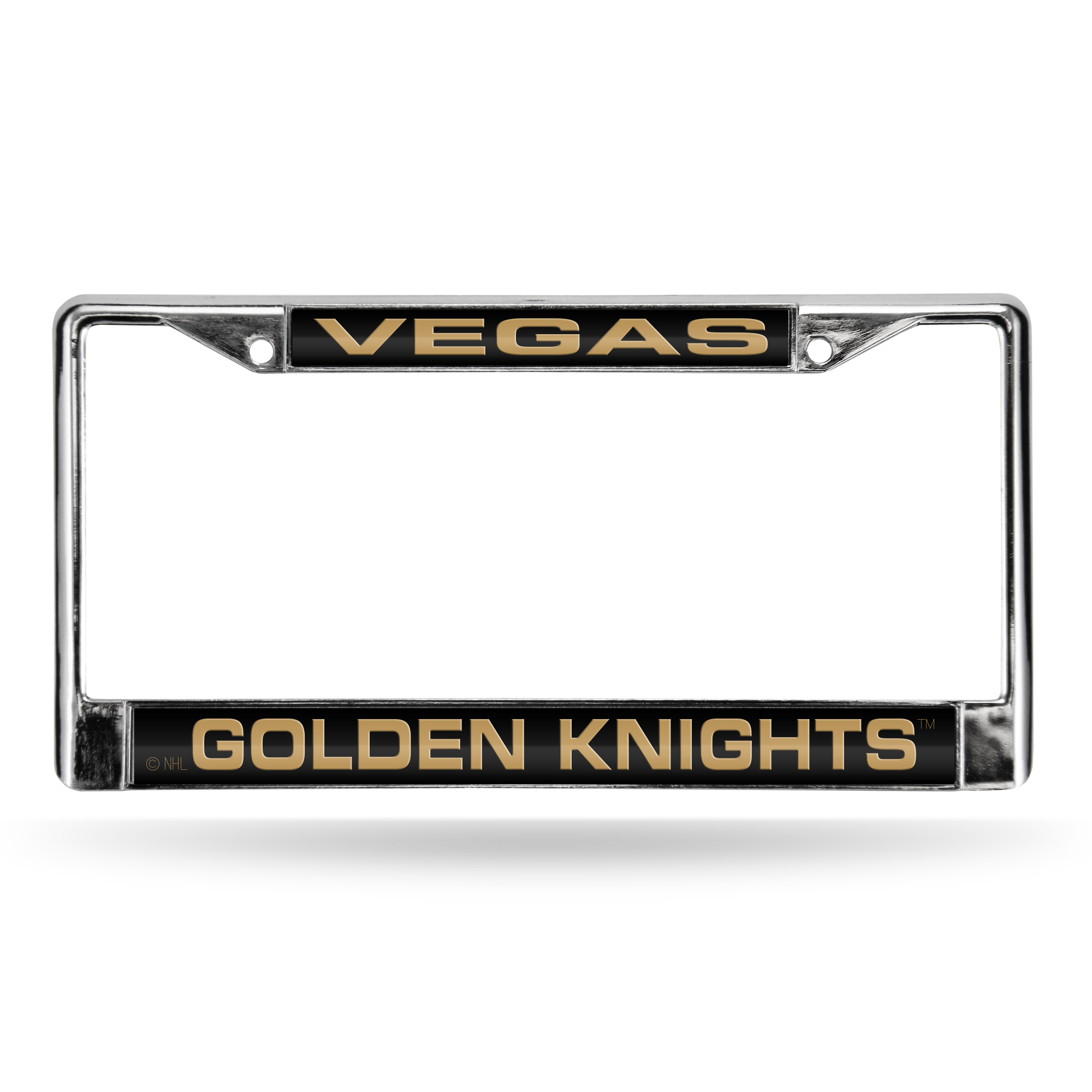 Vegas Golden Knights Black 12" x 6" Laser Cut Chrome Frame - Car/Truck/SUV Automobile Accessory    