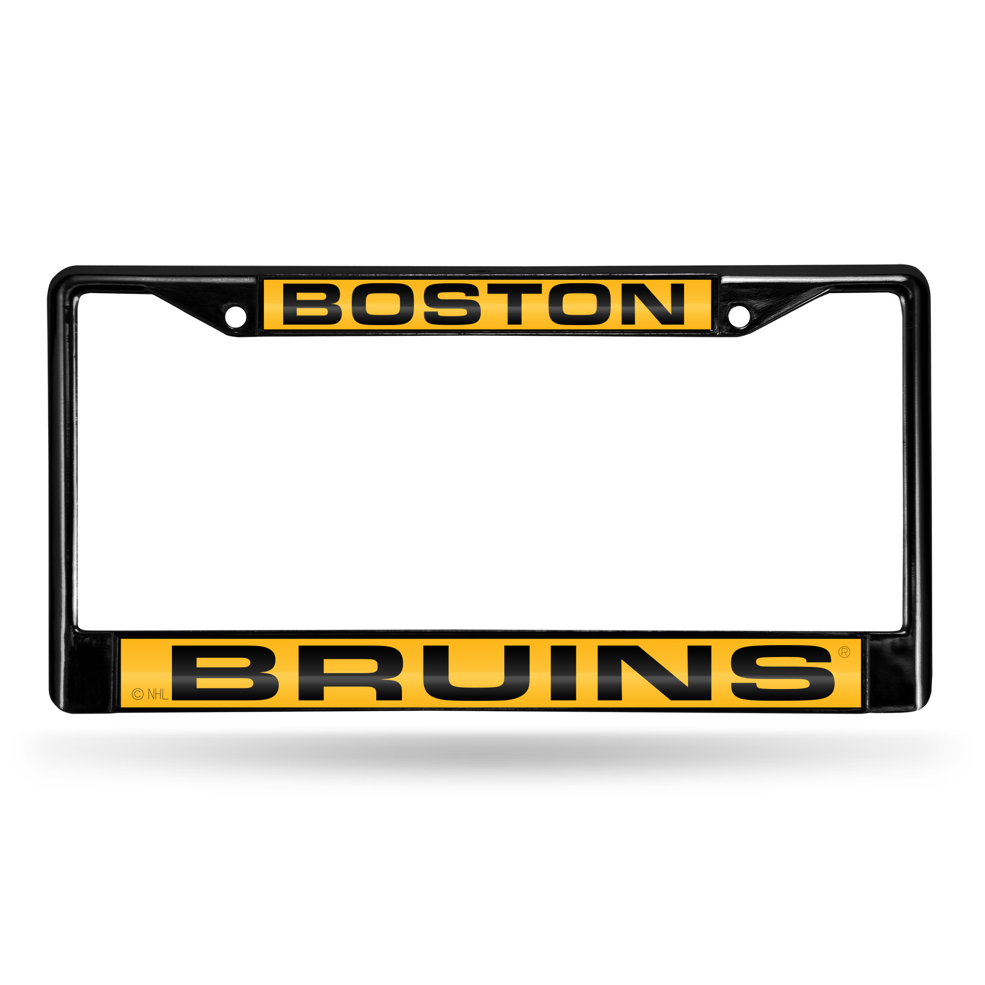 Boston Bruins Black 12" x 6" Black Laser Cut Chrome Frame - Car/Truck/SUV Automobile Accessory    