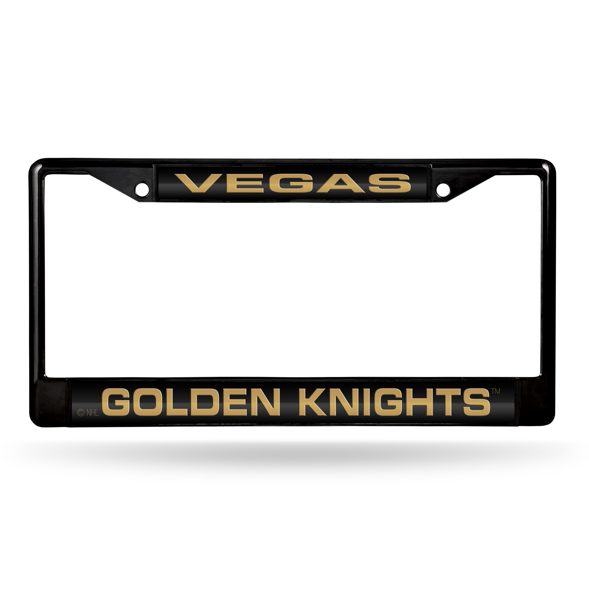 Vegas Golden Knights Black 12" x 6" Black Laser Cut Chrome Frame - Car/Truck/SUV Automobile Accessory    