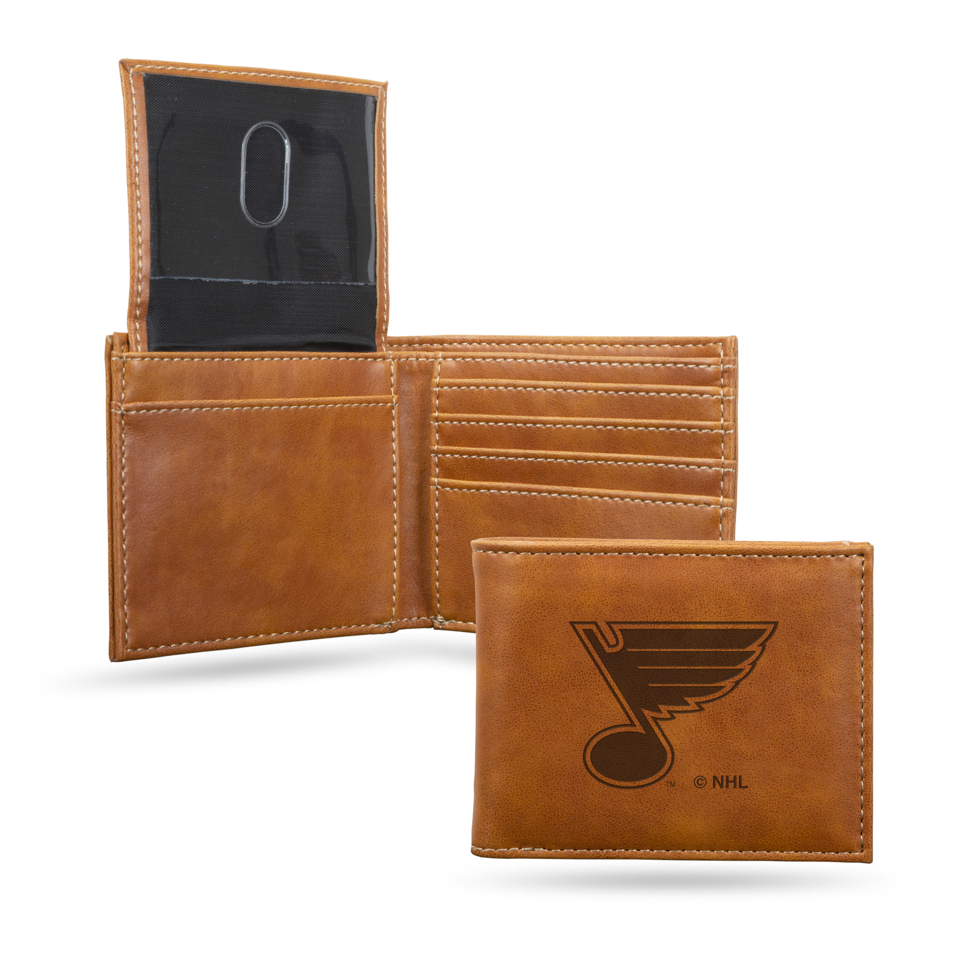 St. Louis Blues Brown Laser Engraved Bill-fold Wallet - Slim Design - Great Gift