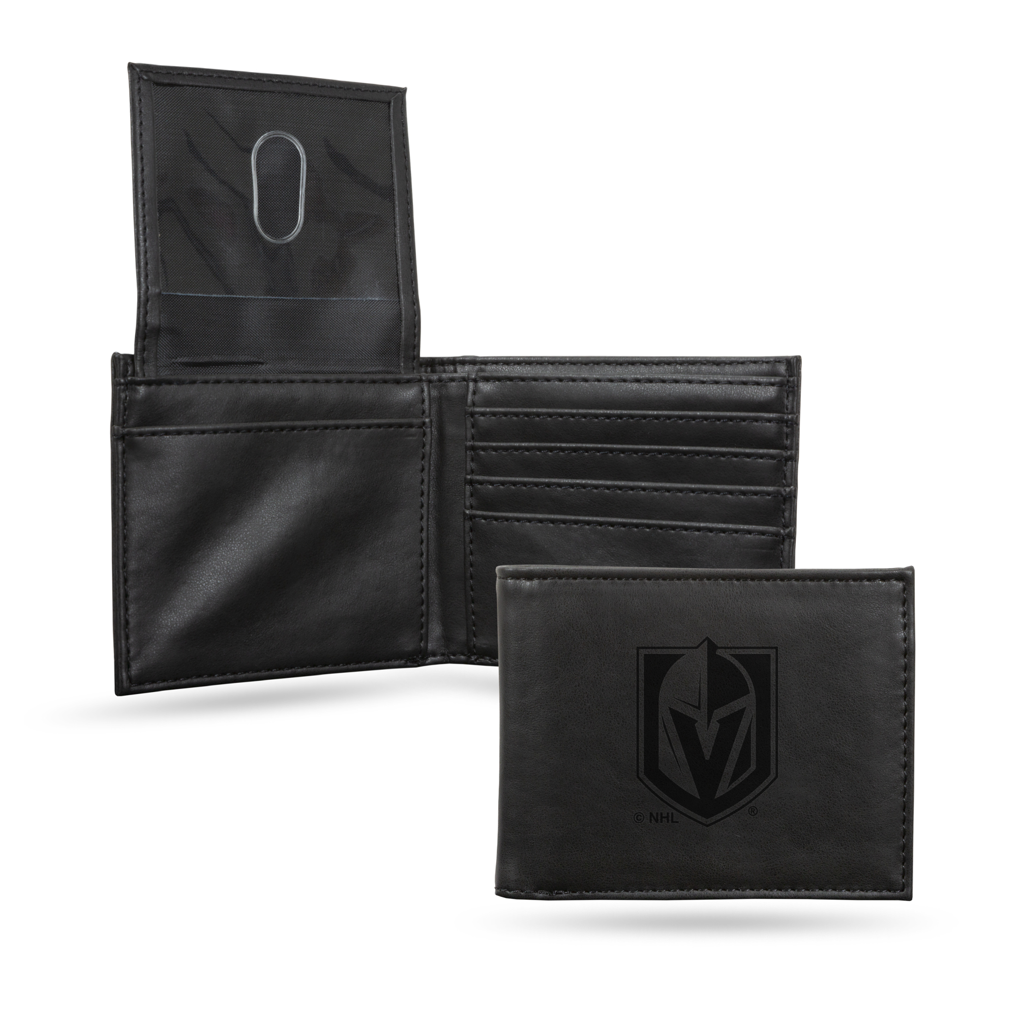 Vegas Golden Knights Black Laser Engraved Bill-fold Wallet - Slim Design - Great Gift