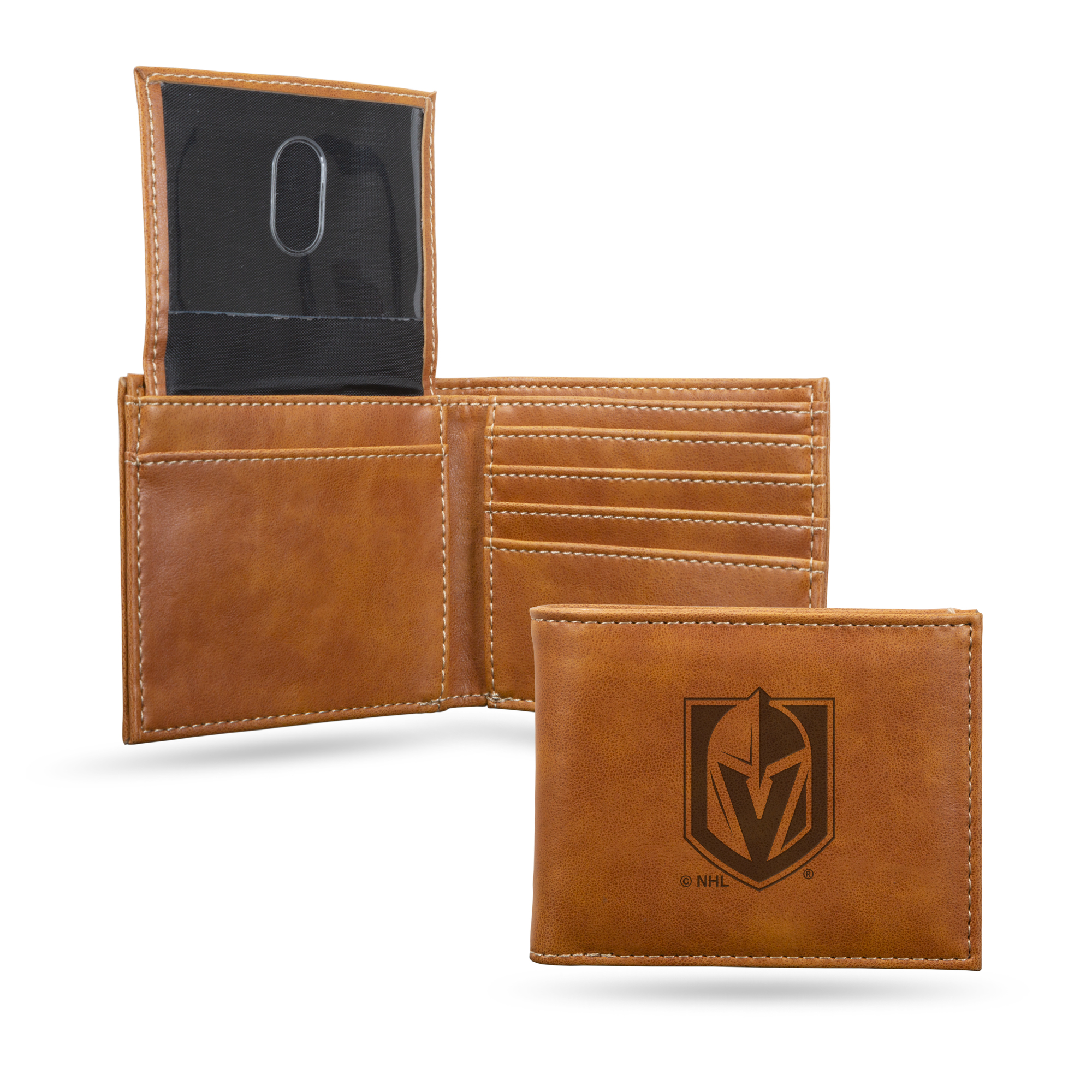 Vegas Golden Knights Brown Laser Engraved Bill-fold Wallet - Slim Design - Great Gift