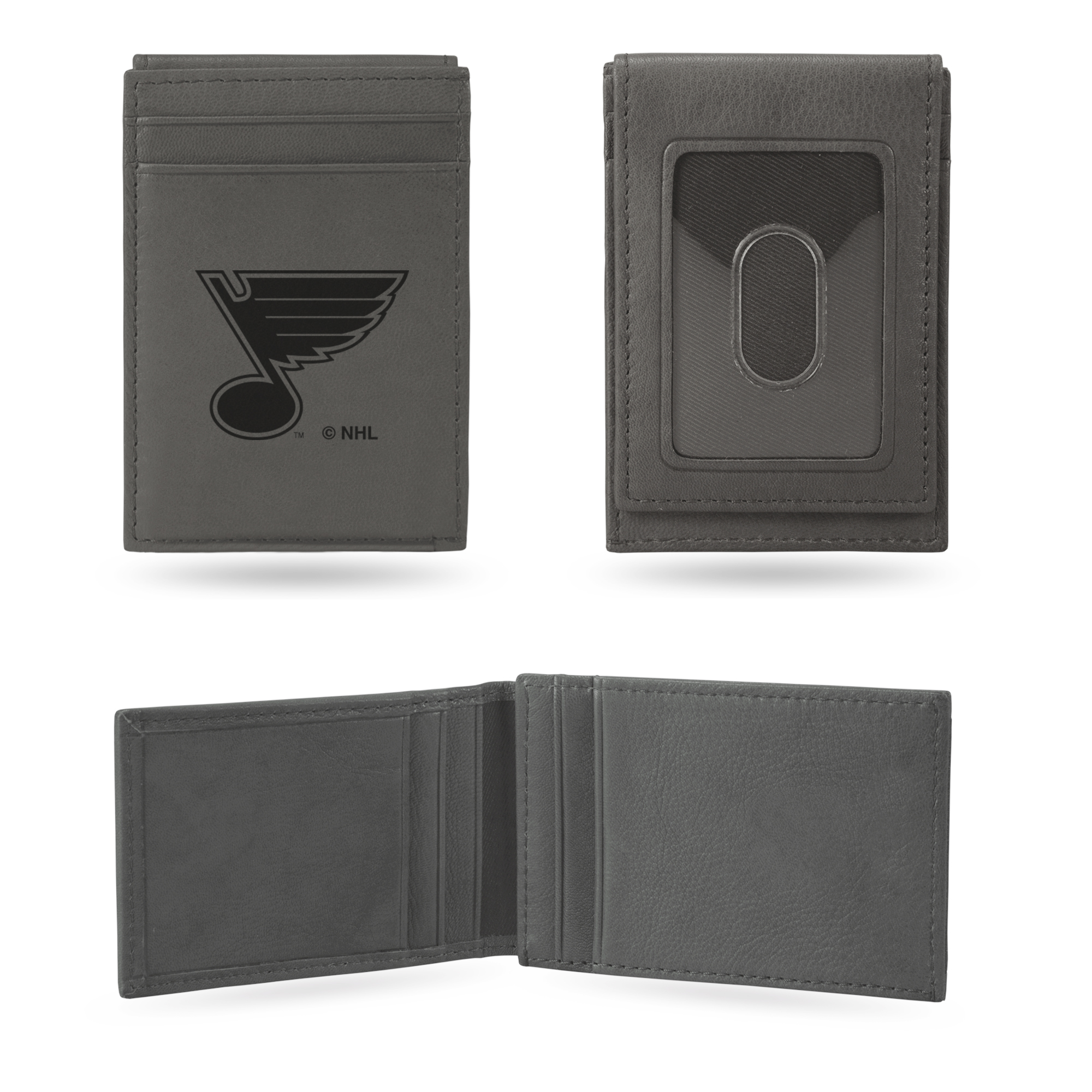 St. Louis Blues Gray Laser Engraved Front Pocket Wallet - Compact/Comfortable/Slim
