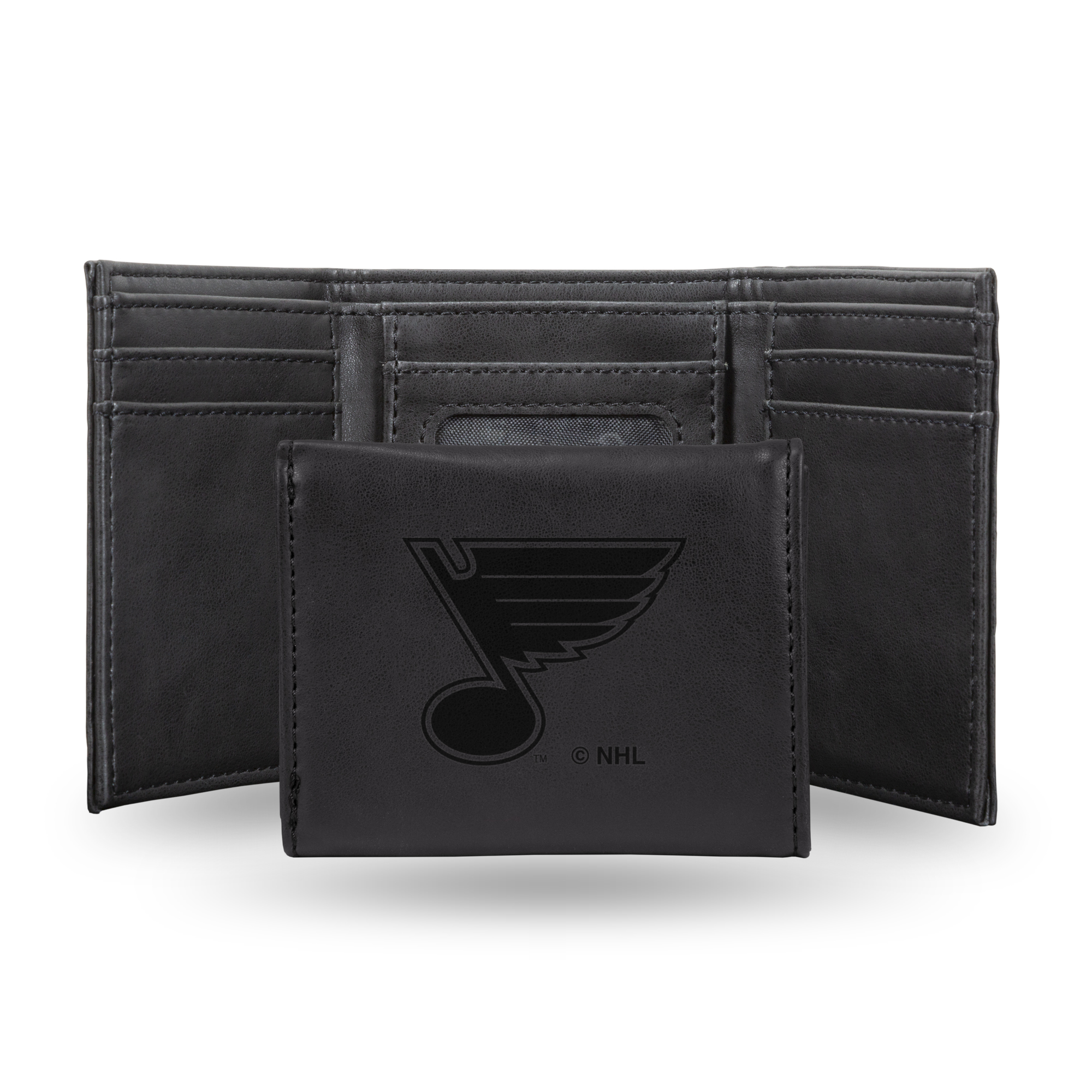 St. Louis Blues Black Laser Engraved Tri-Fold Wallet - Men's Accessory