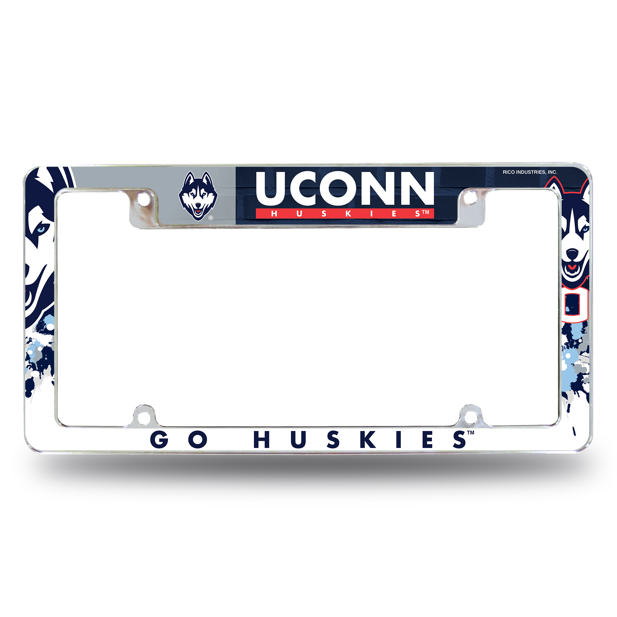 Connecticut Huskies - UCONN Primary 12" x 6" Chrome All Over Automotive License Plate Frame for Car/Truck/SUV    